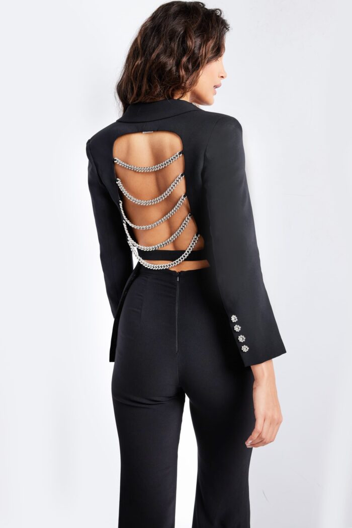 Jovani 26144 Beaded Long Two Piece Backless Formal Pant Suit - view 2