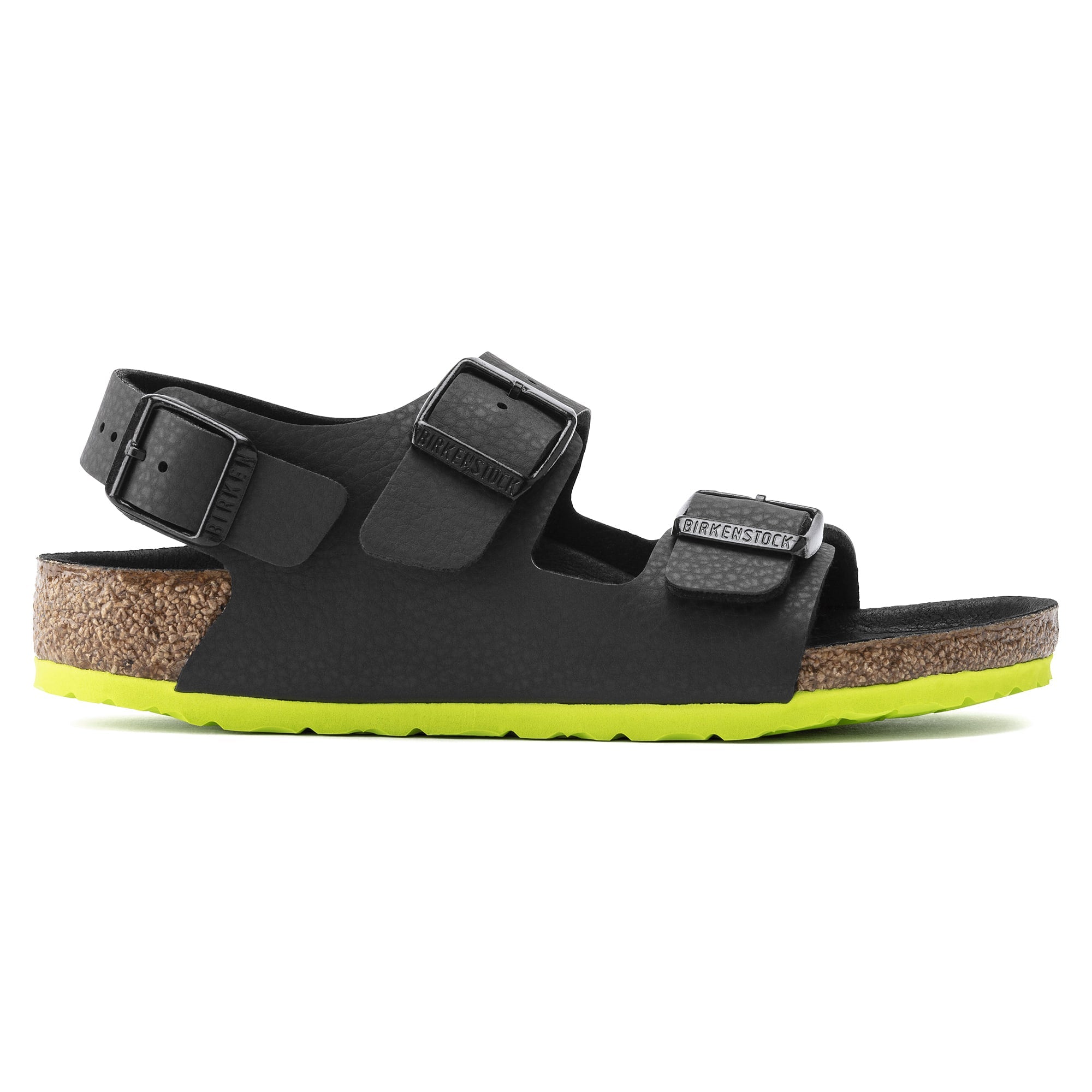 Birkenstock Milano Kids Birko-Flor – Black Black/Desert Soil Black Lime - view 3
