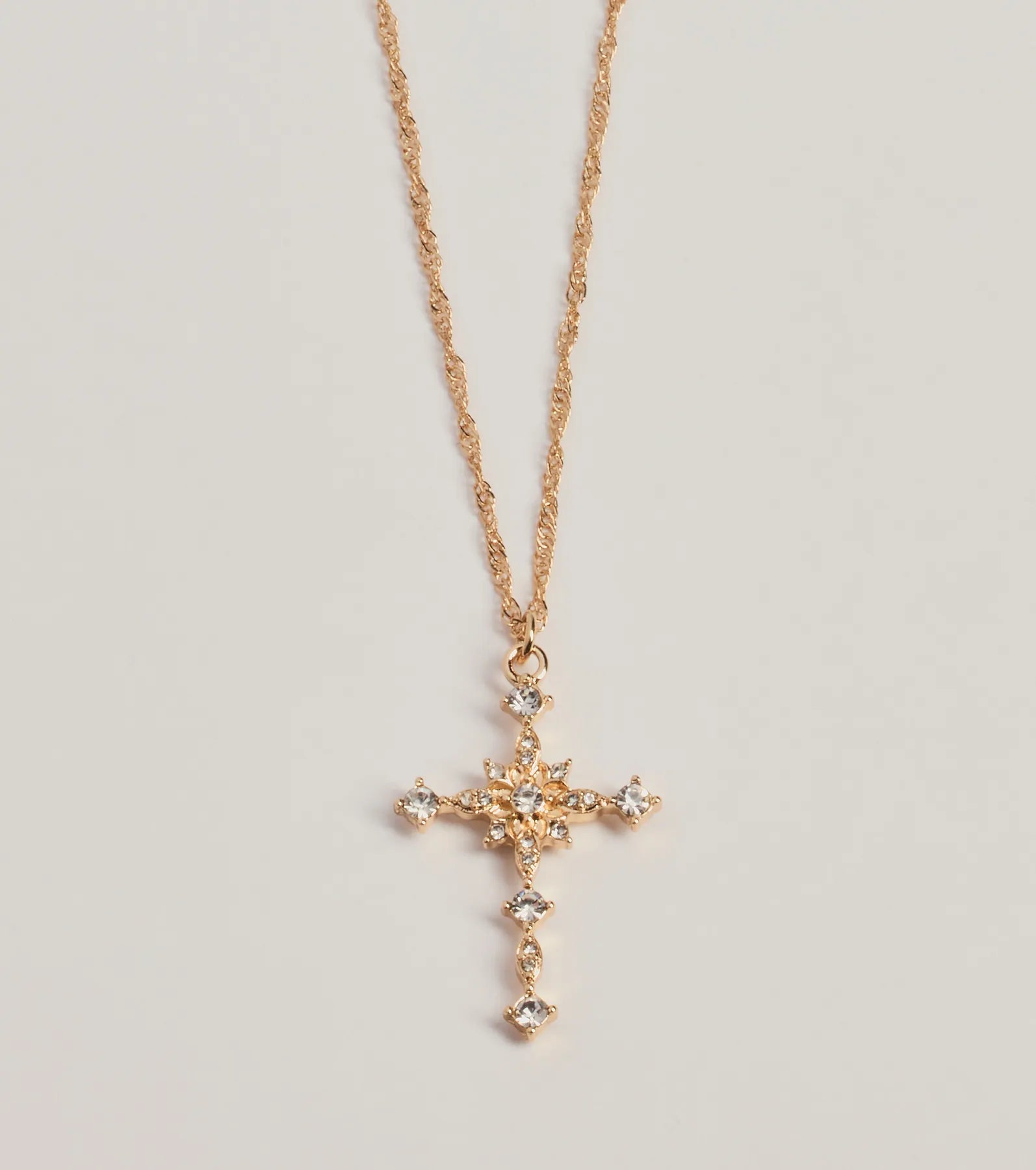 Windsor Dainty Glam Rhinestone Cross Pendant Necklace - view 2