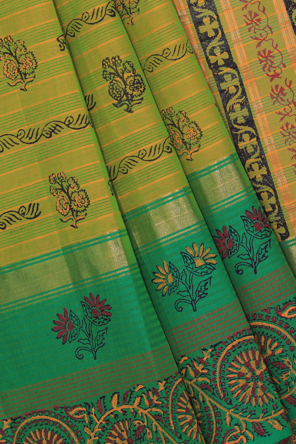 Kalanjali Ethnics Hand block printed cotton saree