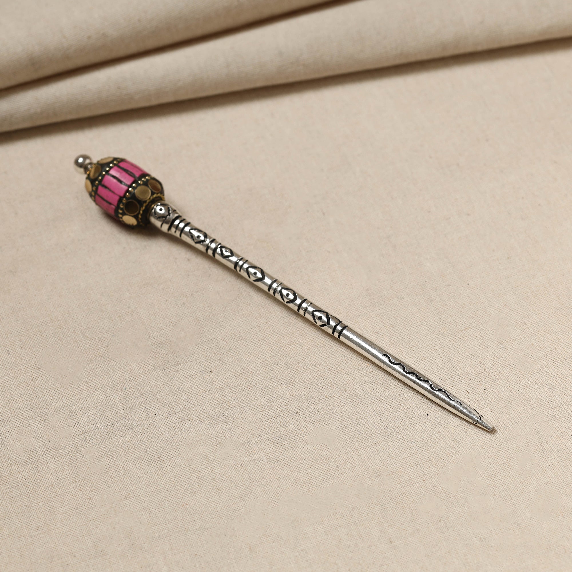 WHITE RIVER STORIES Antique Finish Oxidised German Silver Juda Stick