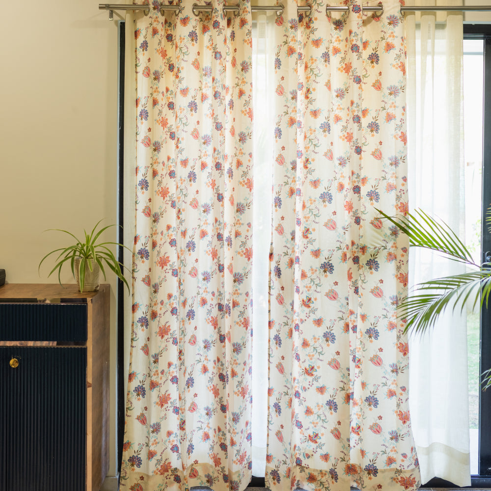 Urban Space -Home Furnishing Store 100% Cotton Room Darkening Curtains, Pack of 2 Curtains - Passion Flower Peach - view 5