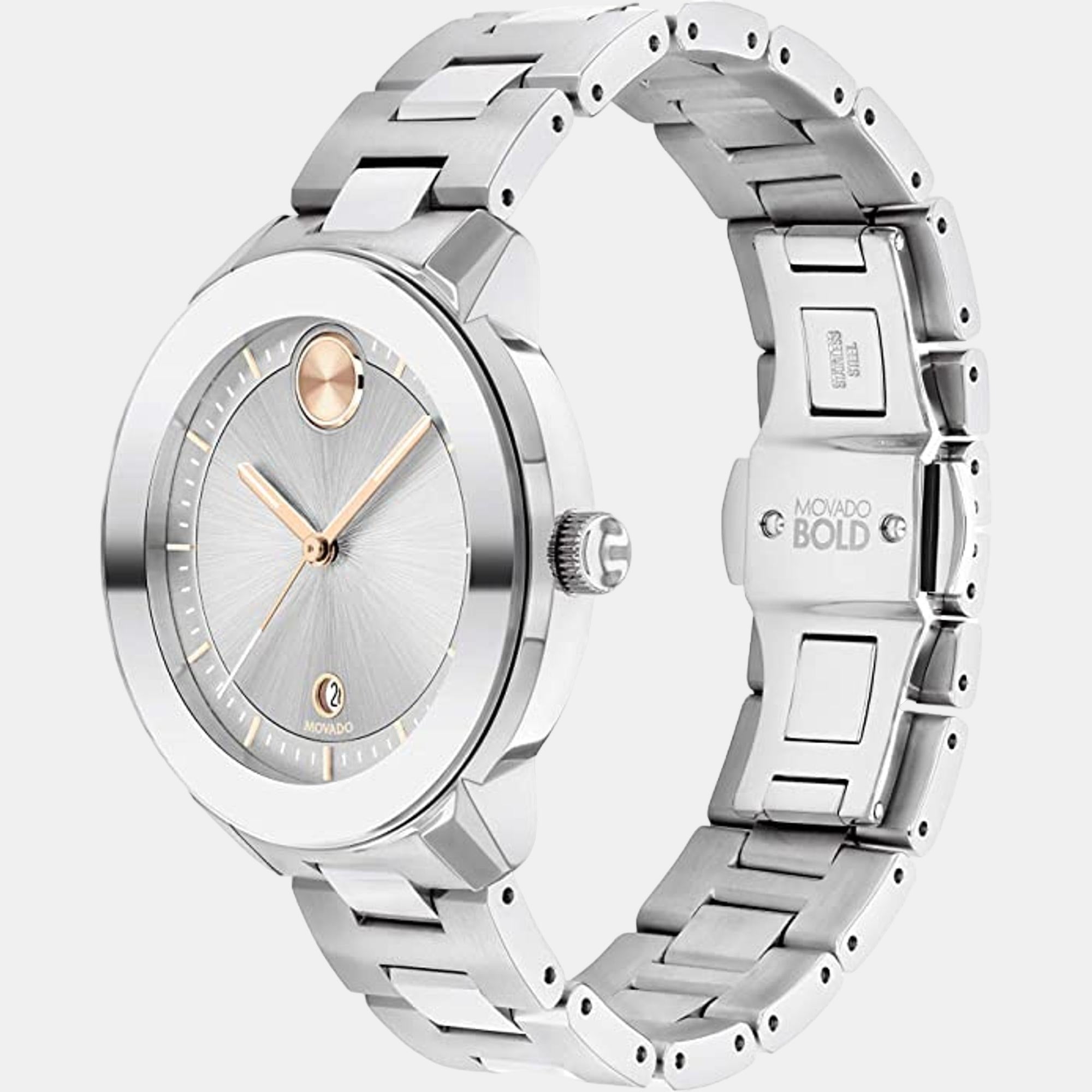 Movado Bold Verso Women Quartz Silver Dial Analog Stainless Steel Watch 3600747 - view 2