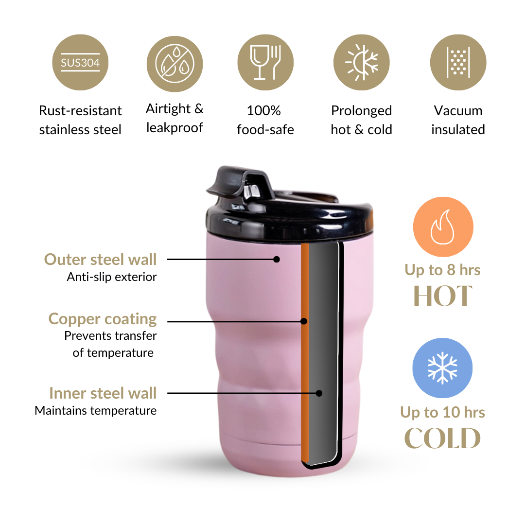 Nestasia Brewster Stainless Steel Portable Coffee Mug Wistful Mauve 355ml - view 5