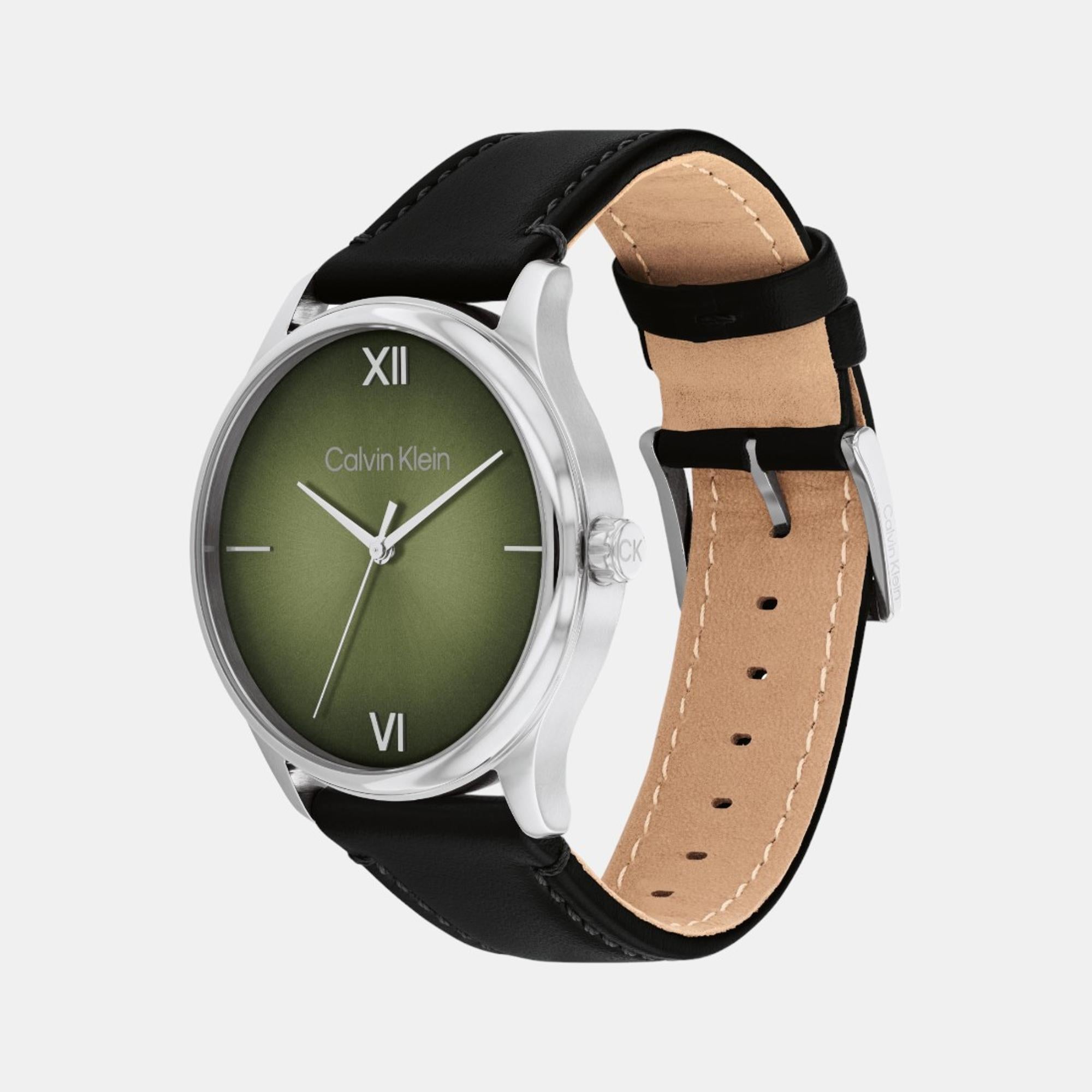 Calvin Klein Ascend Men Quartz Olive Green Dial Analog Leather Watch 25200454 - view 2