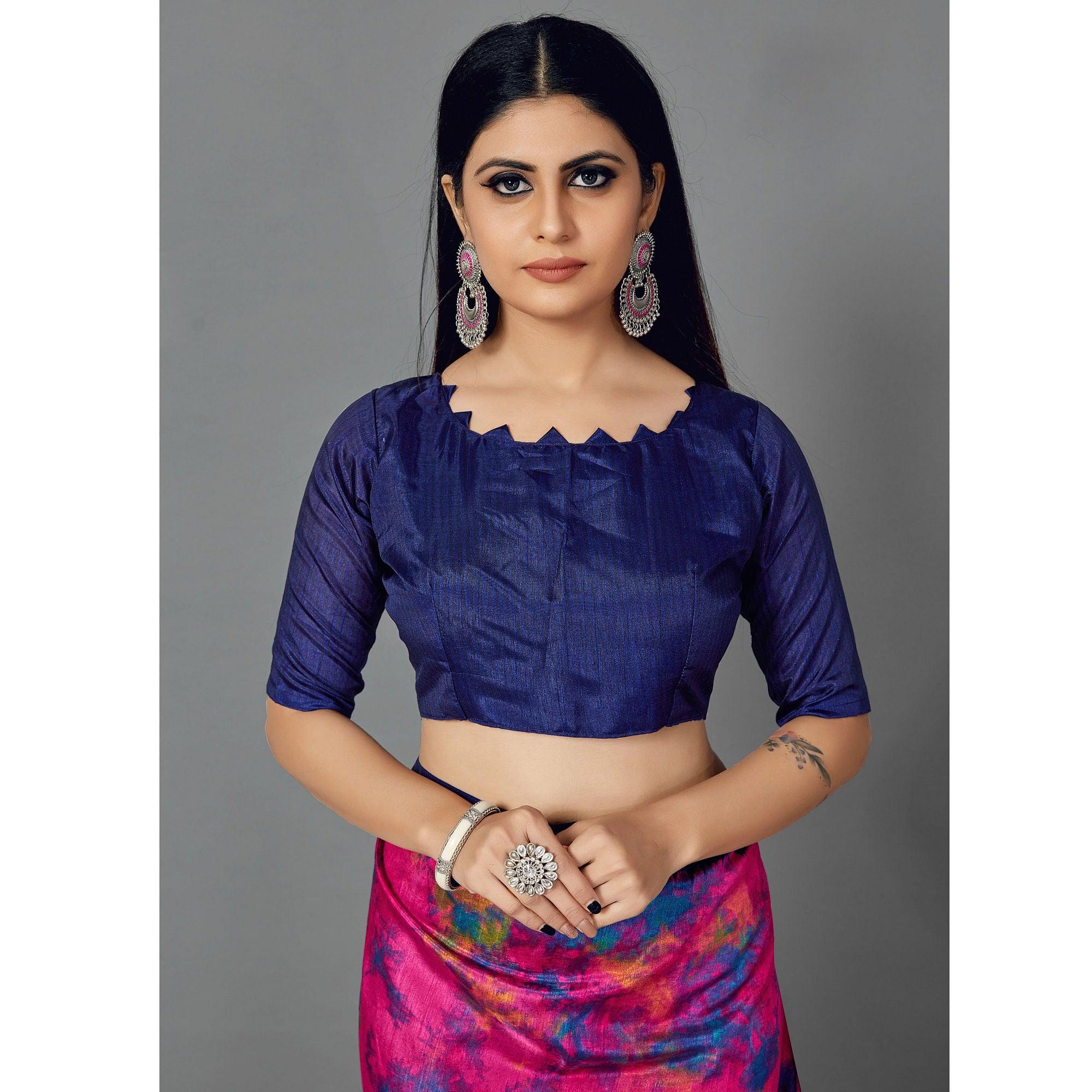 Peachmode Multi Casual Art Silk Printed Saree With Unstitched Blouse - view 4