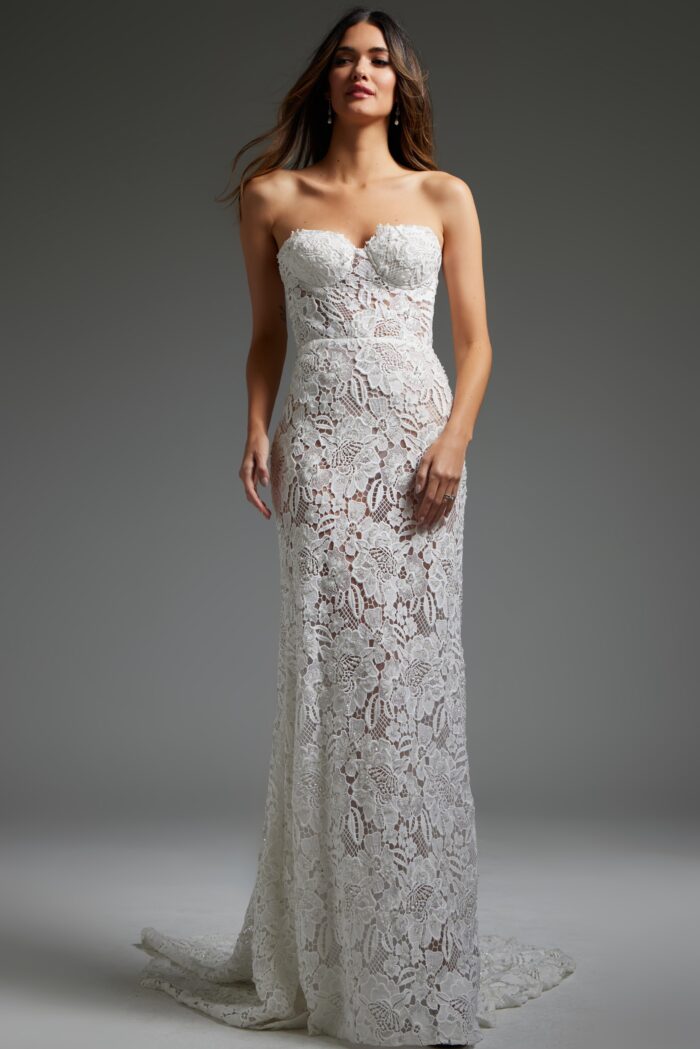 Jovani JB38271 Long Bridal Gown Corset Lace Wedding Dress - view 3