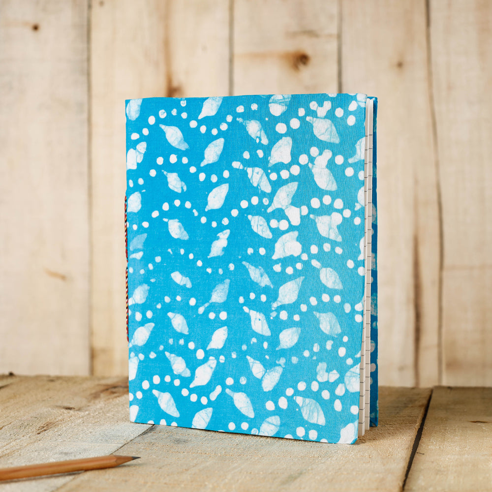 BINDAAS UNLIMITED Blue - Batik Fabric Cover Handmade Paper Notebook (9 x 7 in)