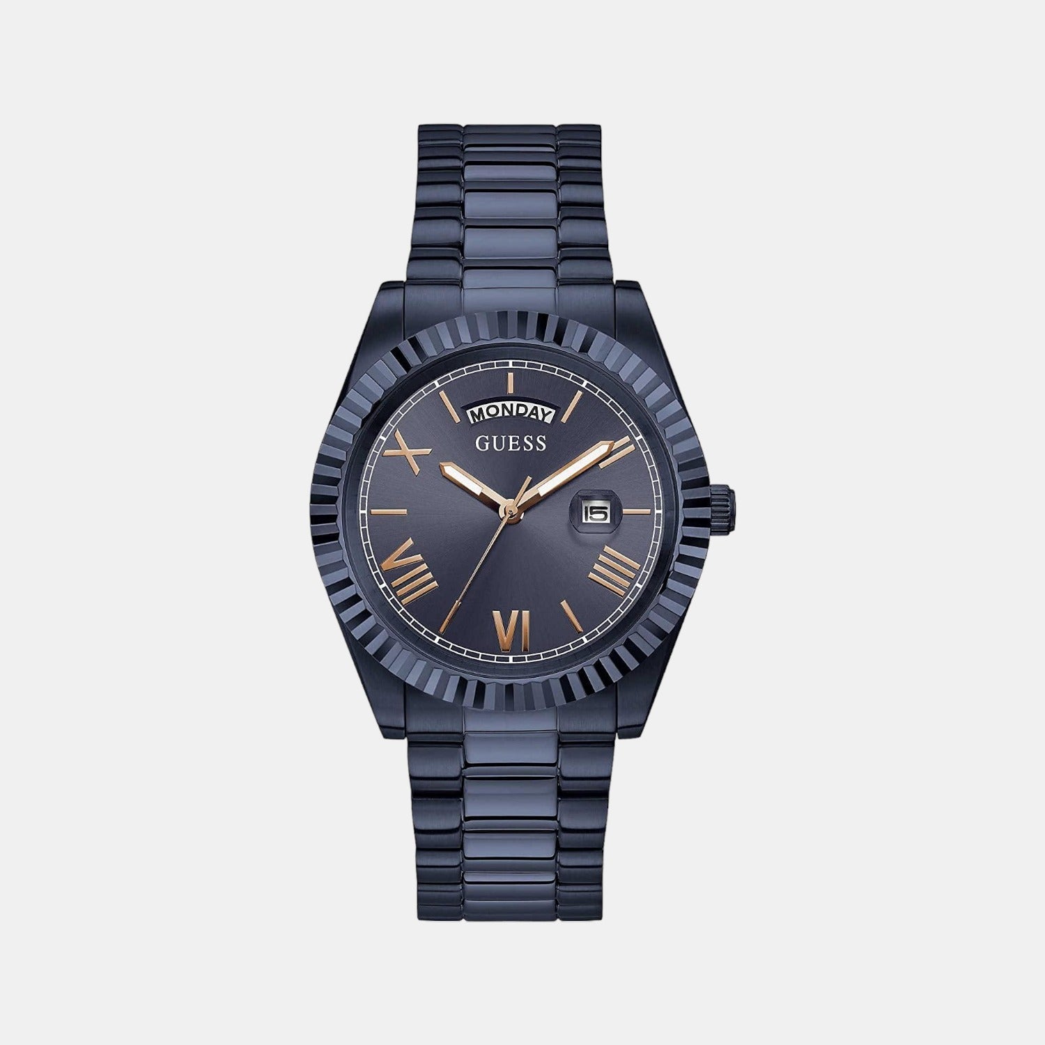 Guess Connoisseur Round Men Quartz Blue Dial Analog Stainless Steel Watch GW0265G9