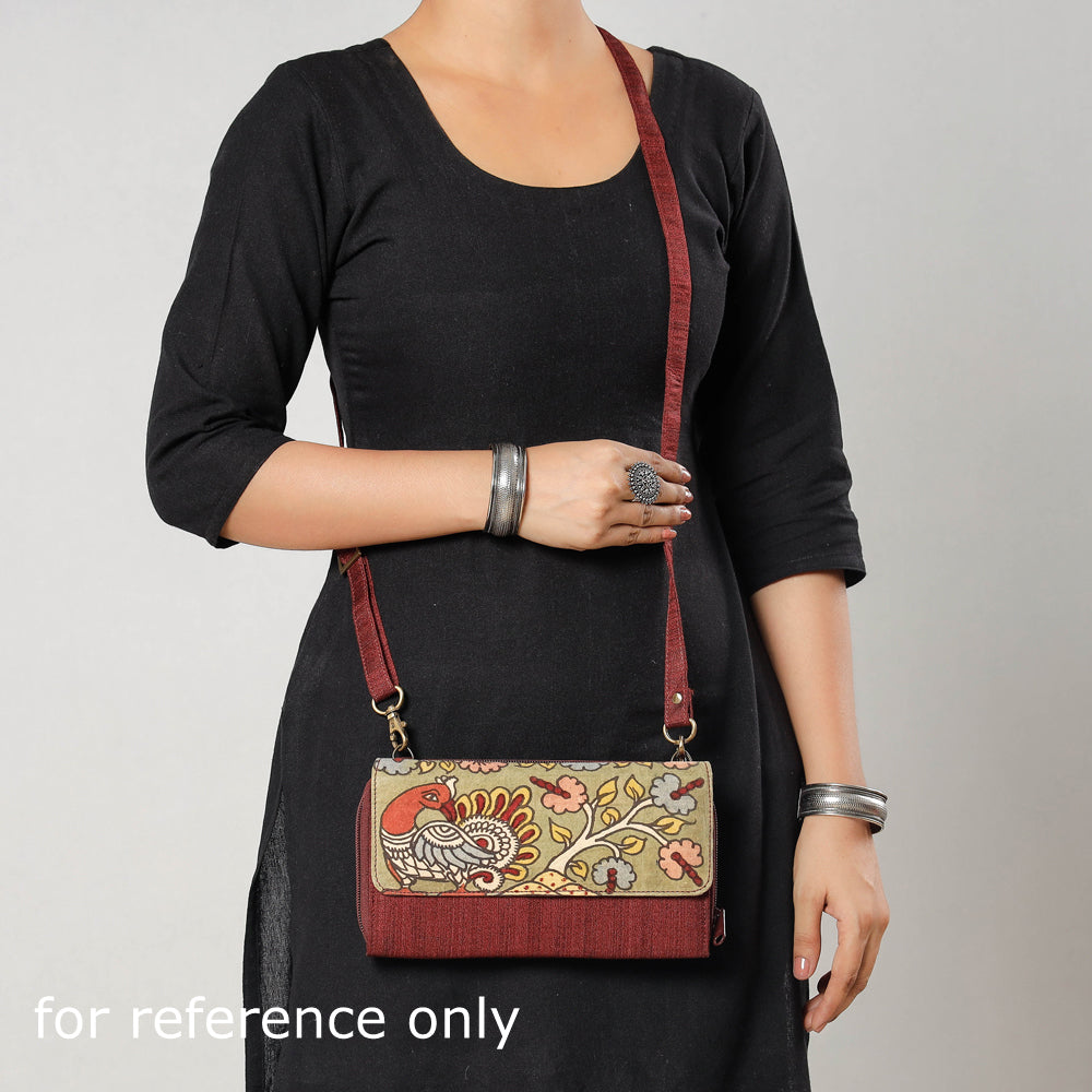 DWARAKA PLUS Brown - Handpainted Kalamkari Natural Dyed Ghicha Silk Sling Bag - view 3