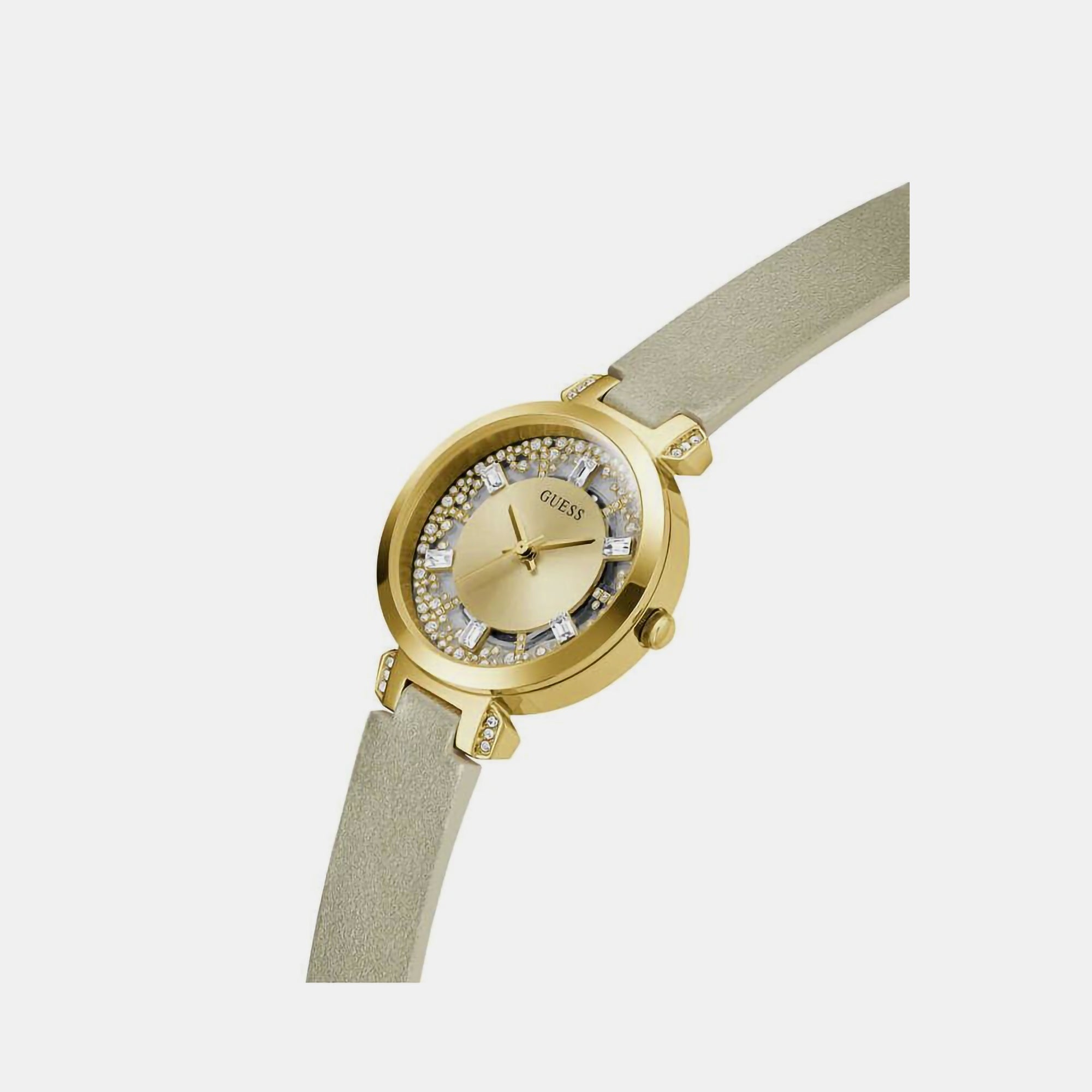 Guess Crystal Clear Women Quartz Champagne Dial Analog Leather Watch GW0535L4 - view 2