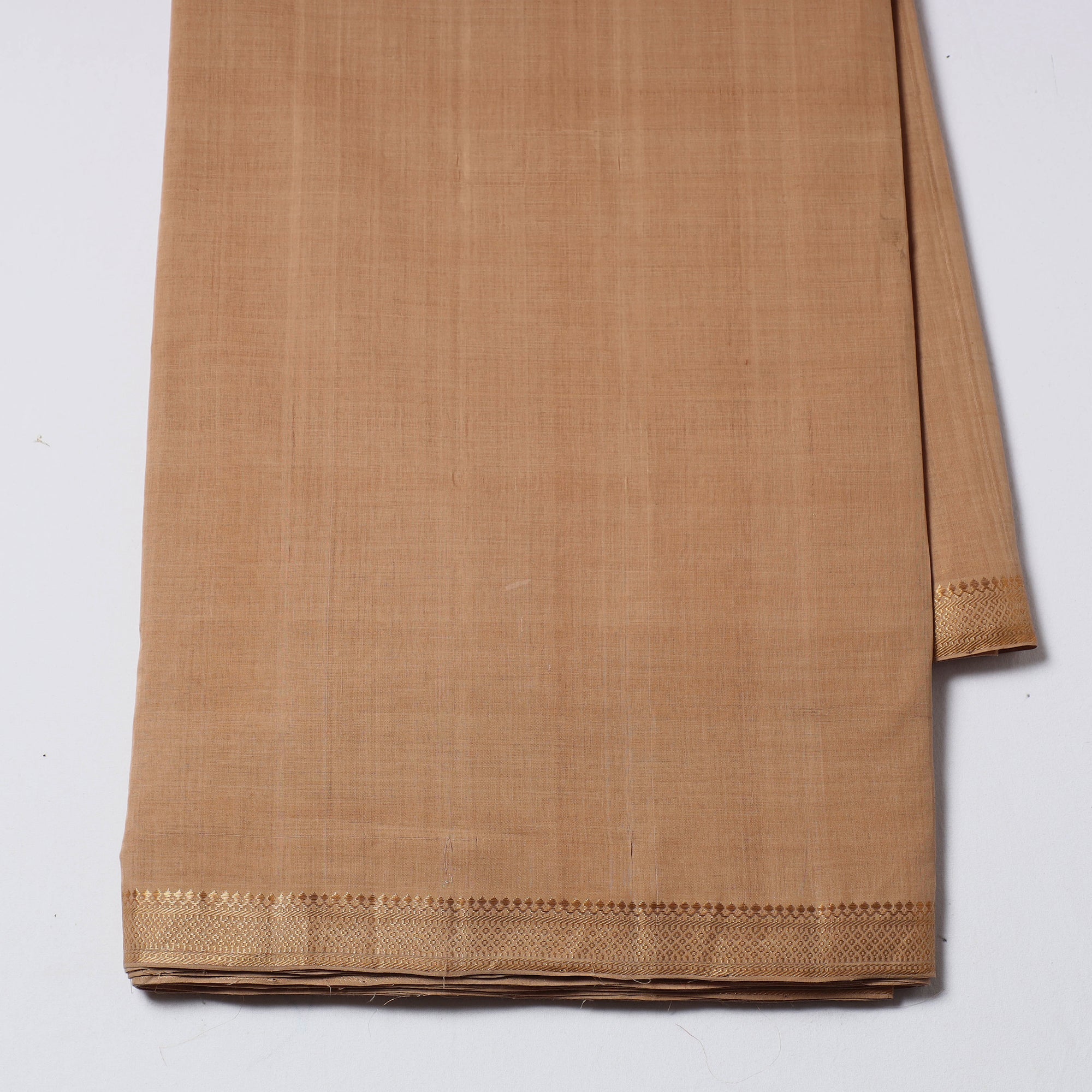 SOUTH KARGHA Brown - Mangalagiri Handloom Cotton Nizam Zari Border Fabric - view 2