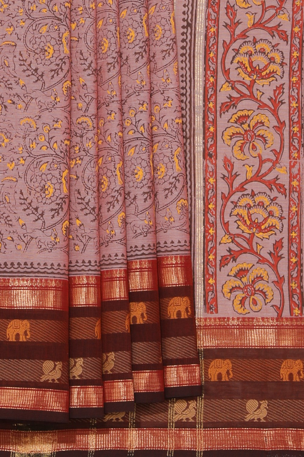 Kalanjali Ethnics Hand block printed cotton saree - view 2