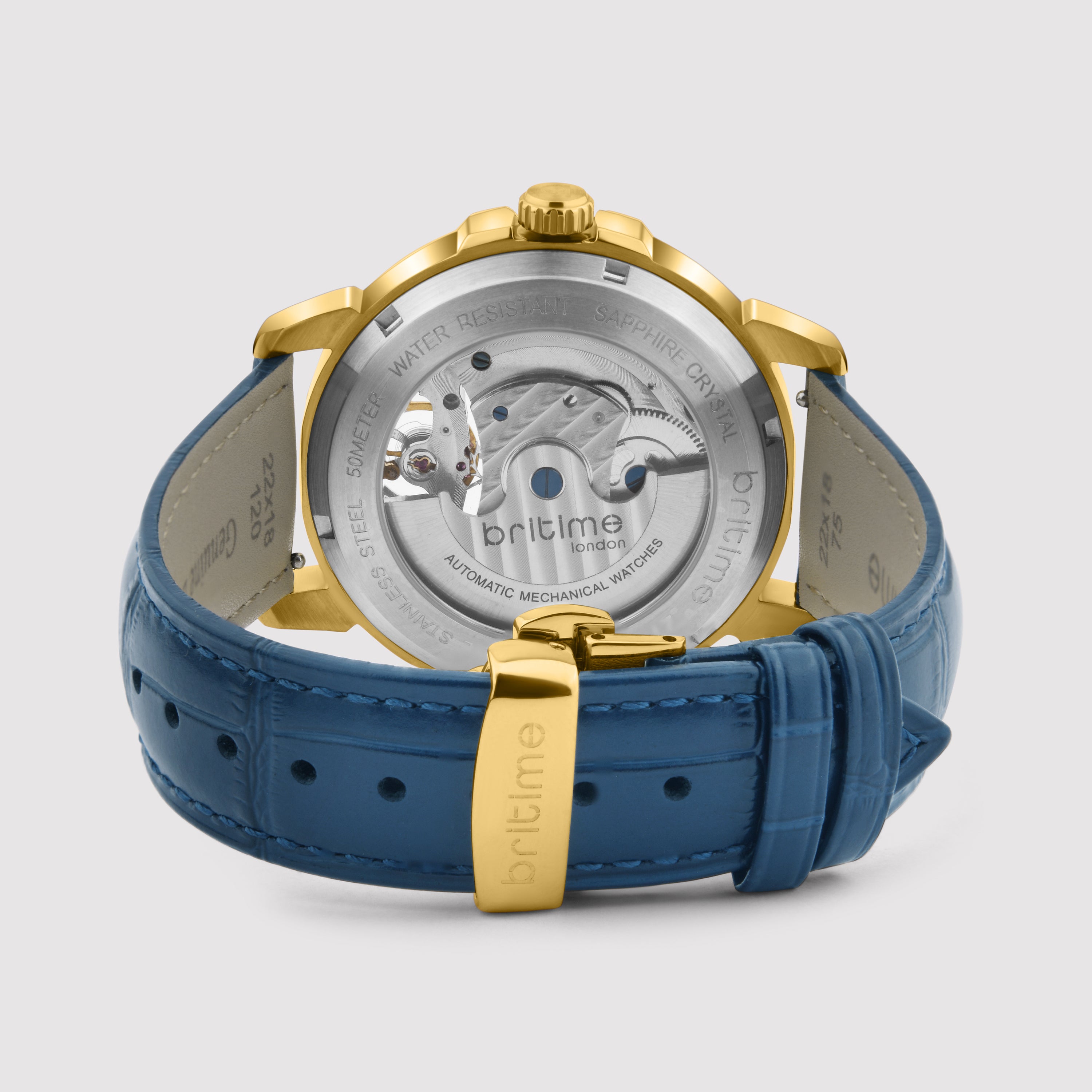 Britime Aquatica Men Automatic Blue Dial Multi-Function Leather Watch 274-L20507 - view 6