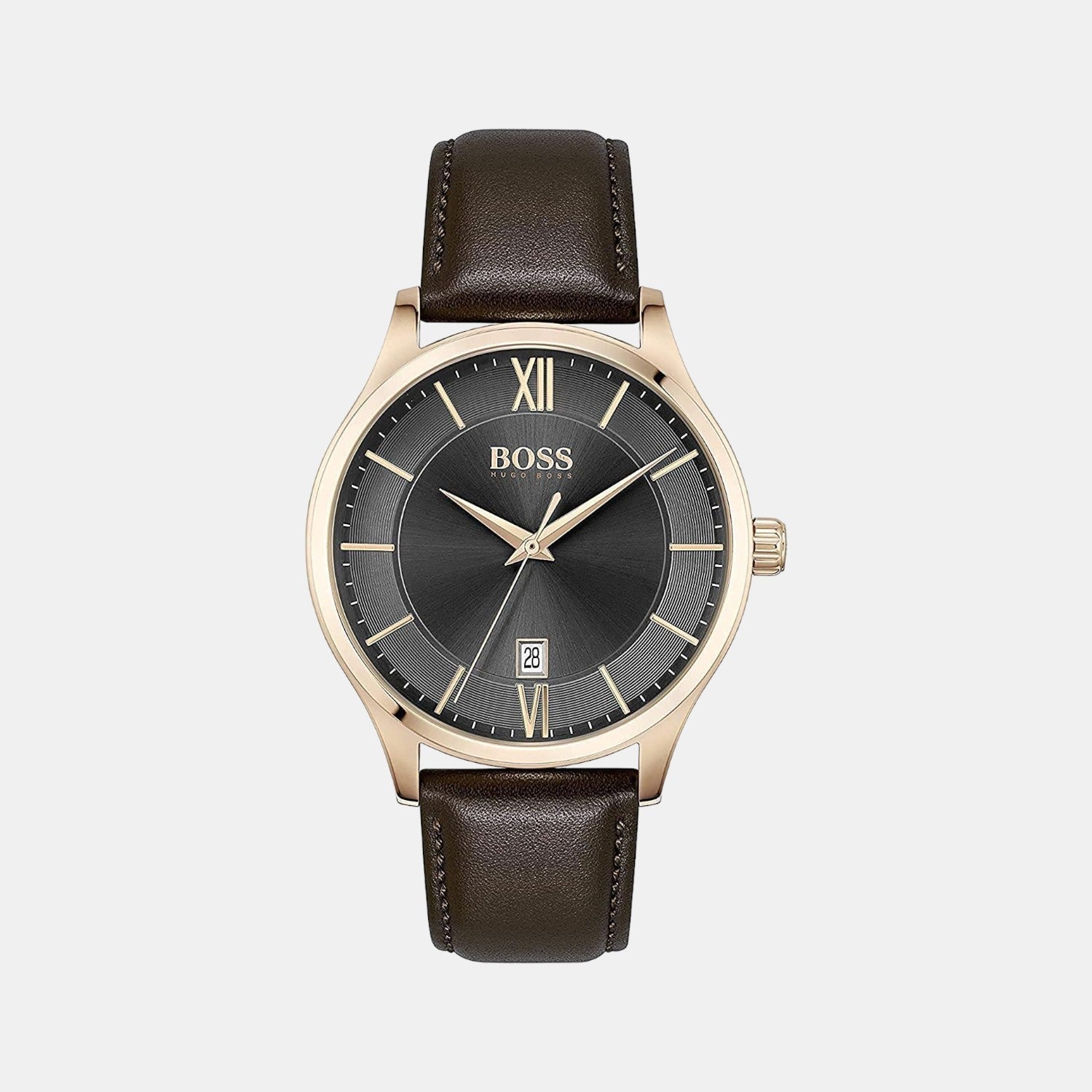 Boss Elite Unisex Quartz Brown Dial Analog Leather Watch 1513894