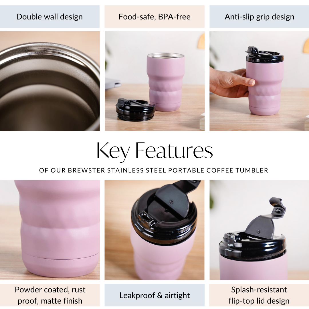 Nestasia Brewster Stainless Steel Portable Coffee Mug Wistful Mauve 355ml - view 6