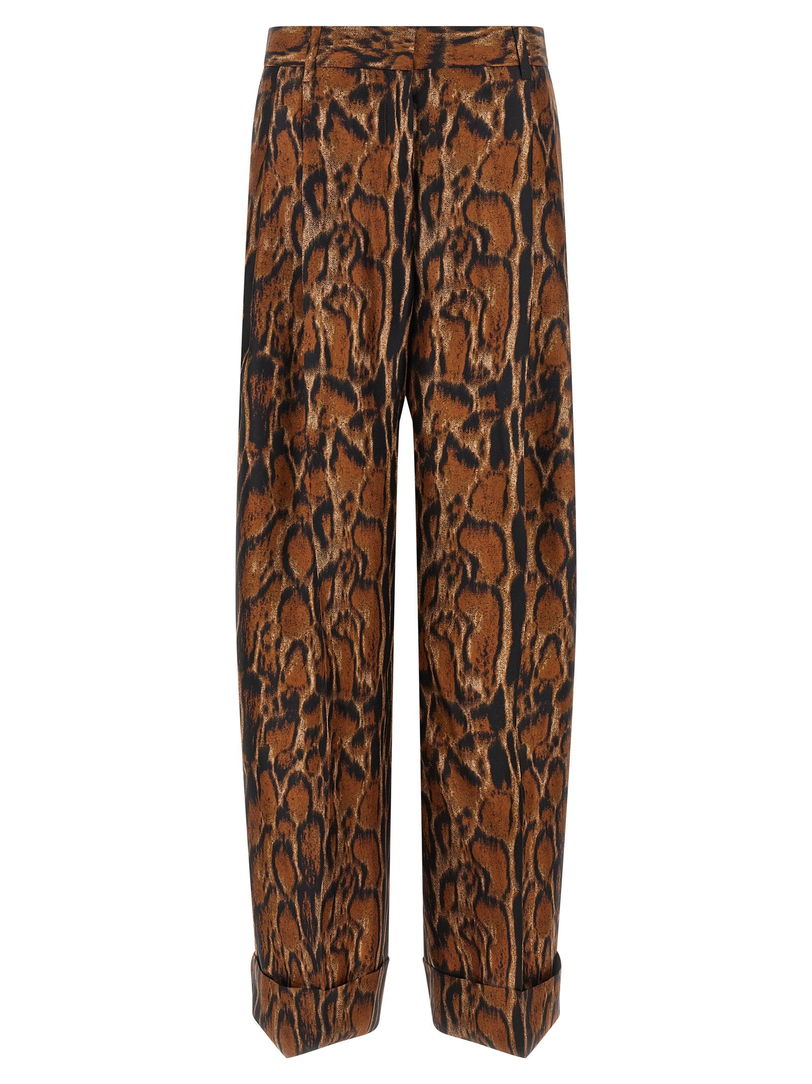 Alberto Biani Lynx Print Pants – 100% silk