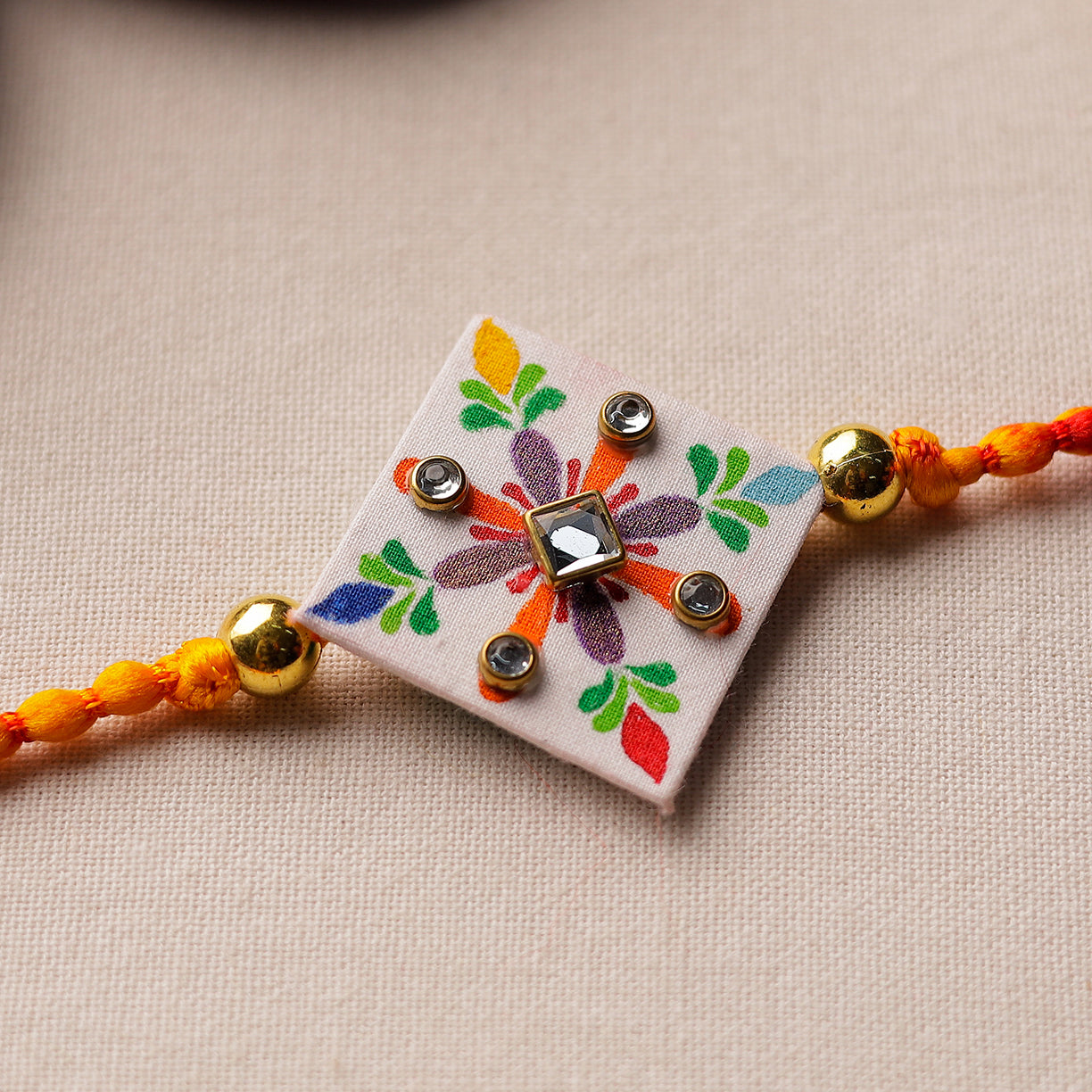KHUSHBASH - HAPPY LOOM OF EAST Bishnupur Handpainted Fabric Rakhi 07 - view 2