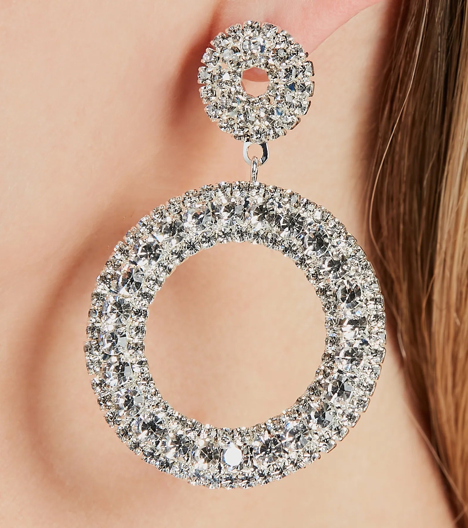 Windsor Dazzling Shine Rhinestone Hoop Earrings - view 2