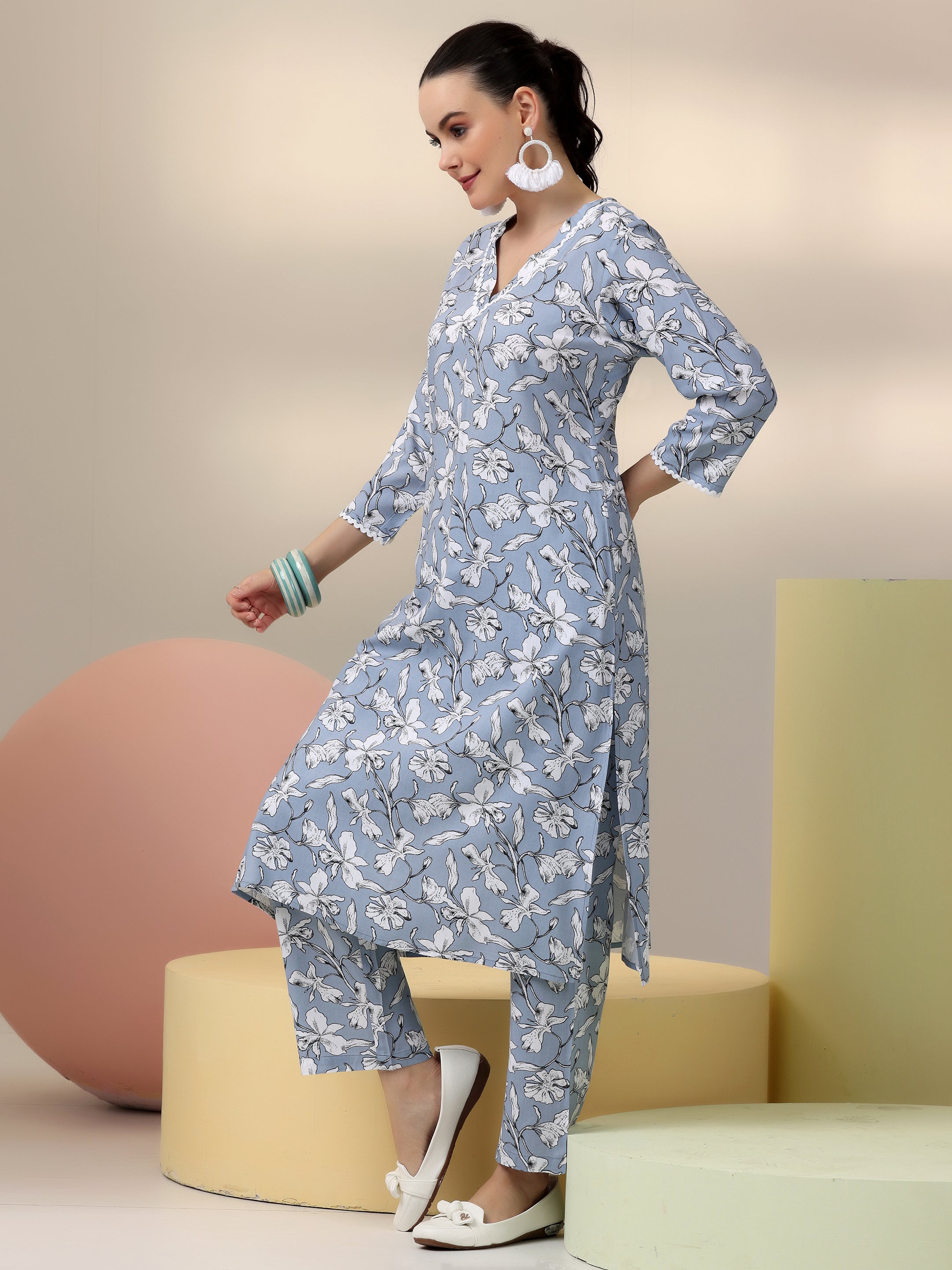 Libas Grey Printed Rayon Co-Ords - view 2