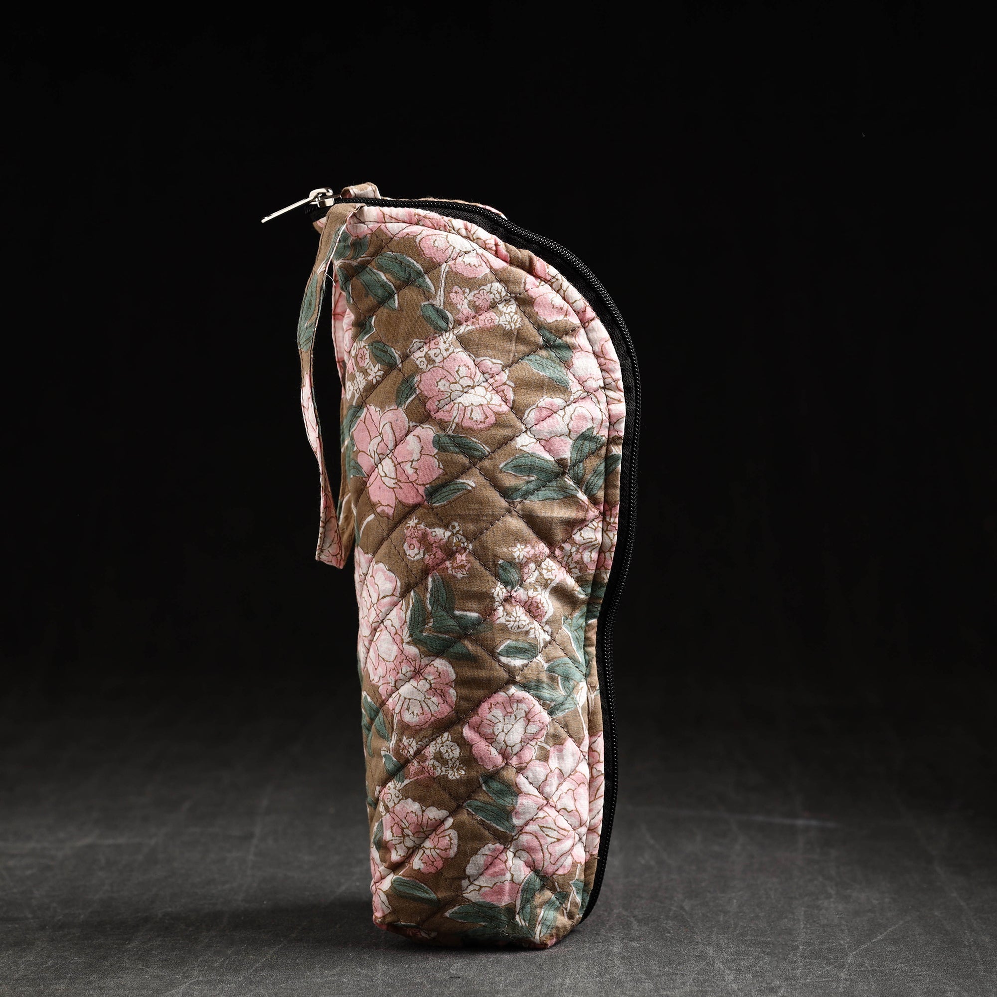 JALPARI Brown - Sanganeri Block Printed Cotton 1L Water Bottle Cover - view 3