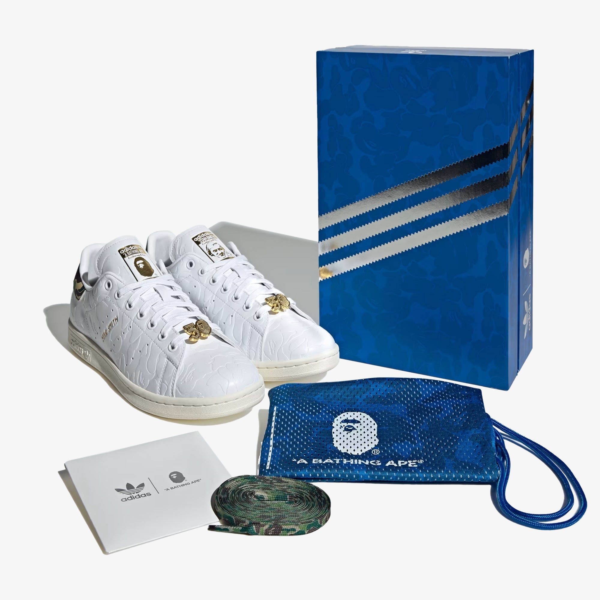 Adidas Originals | X BAPE STAN SMITH { WHITE/CLOUD WHITE/OFF WHITE - view 2