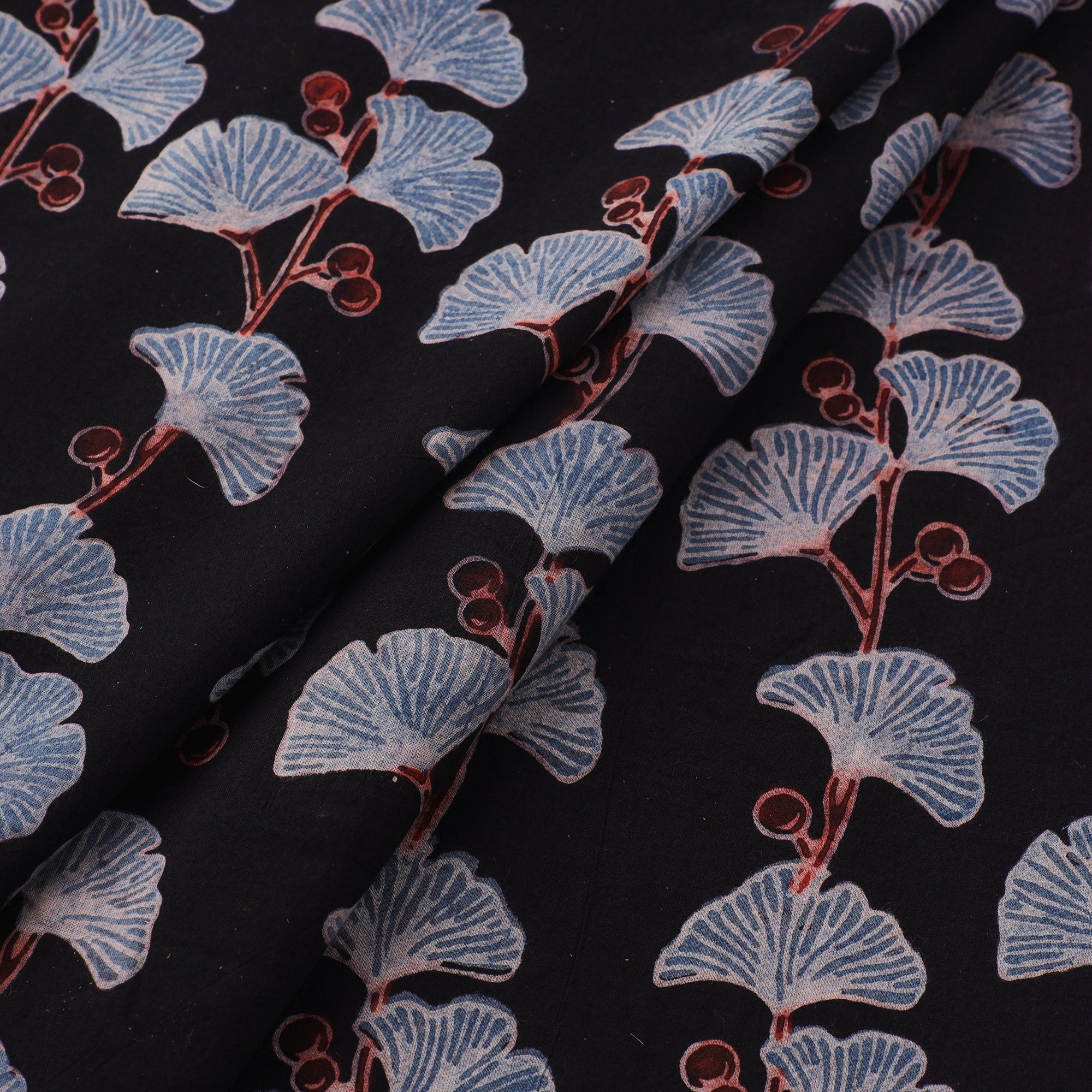 AJRAKH BY JABBAR KHATRI Black - Natural Dyed Cotton Ajrakh Print Fabric 36 - view 2
