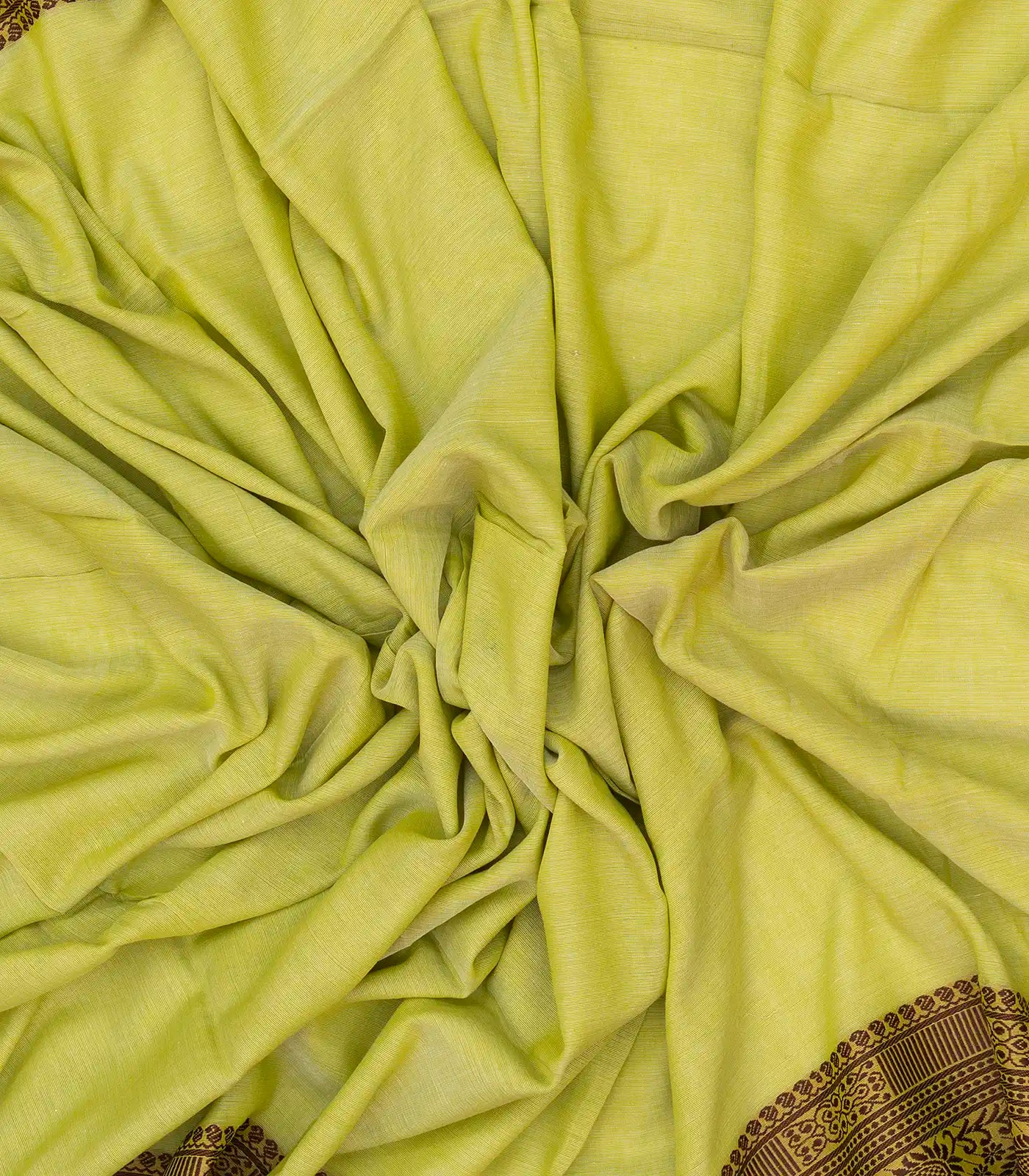 RmKV Cardamom Green Bengal Cotton Saree With Mango Motifs In Border - view 3