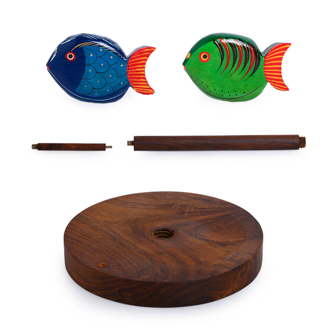 EXCLUSIVELANE Brown - Handpainted Fishes Napkin Holder In Sheesham Wood - view 4