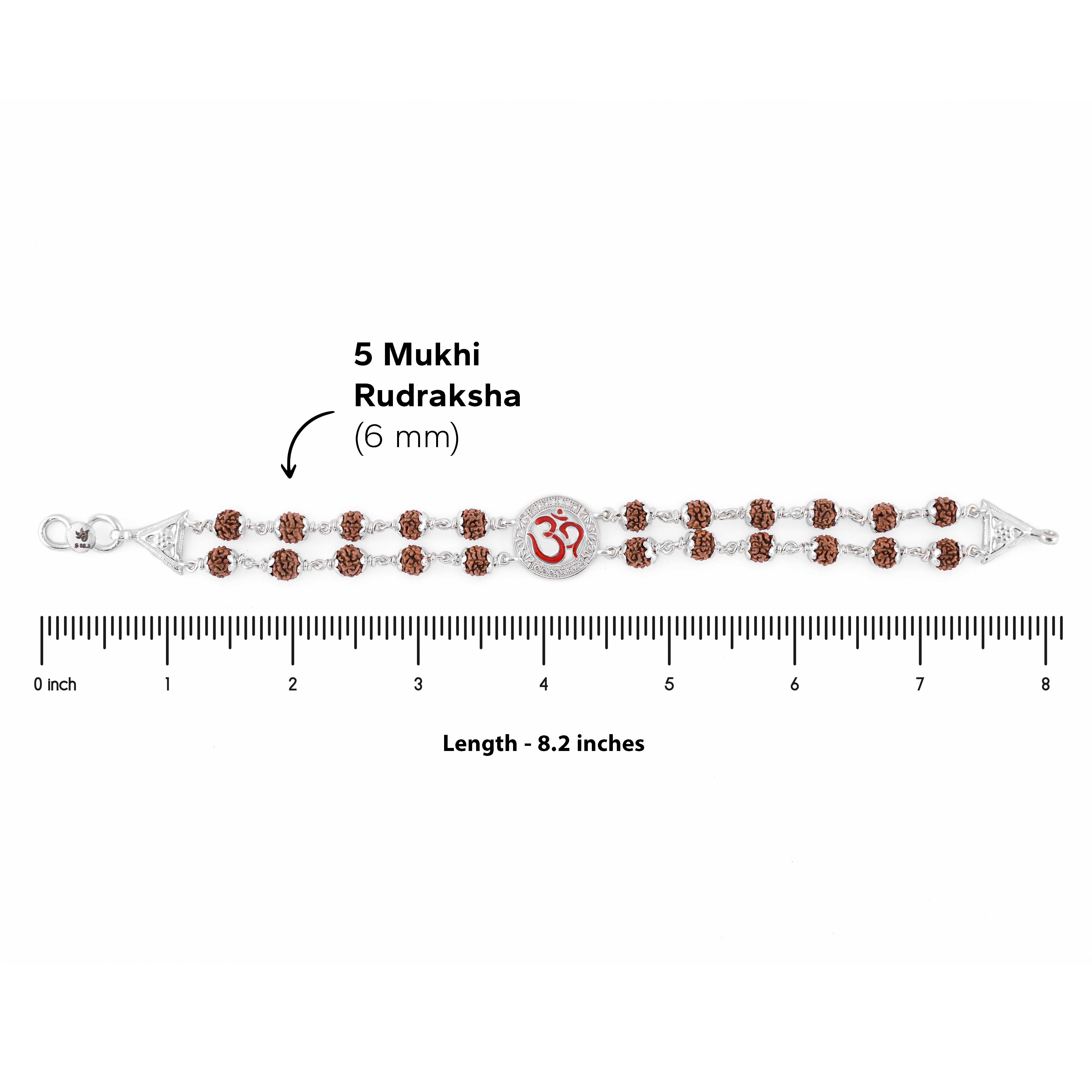 Prinjal Jewellers Rudraksha Silver Om in Round Shape double line Bracelet - view 6
