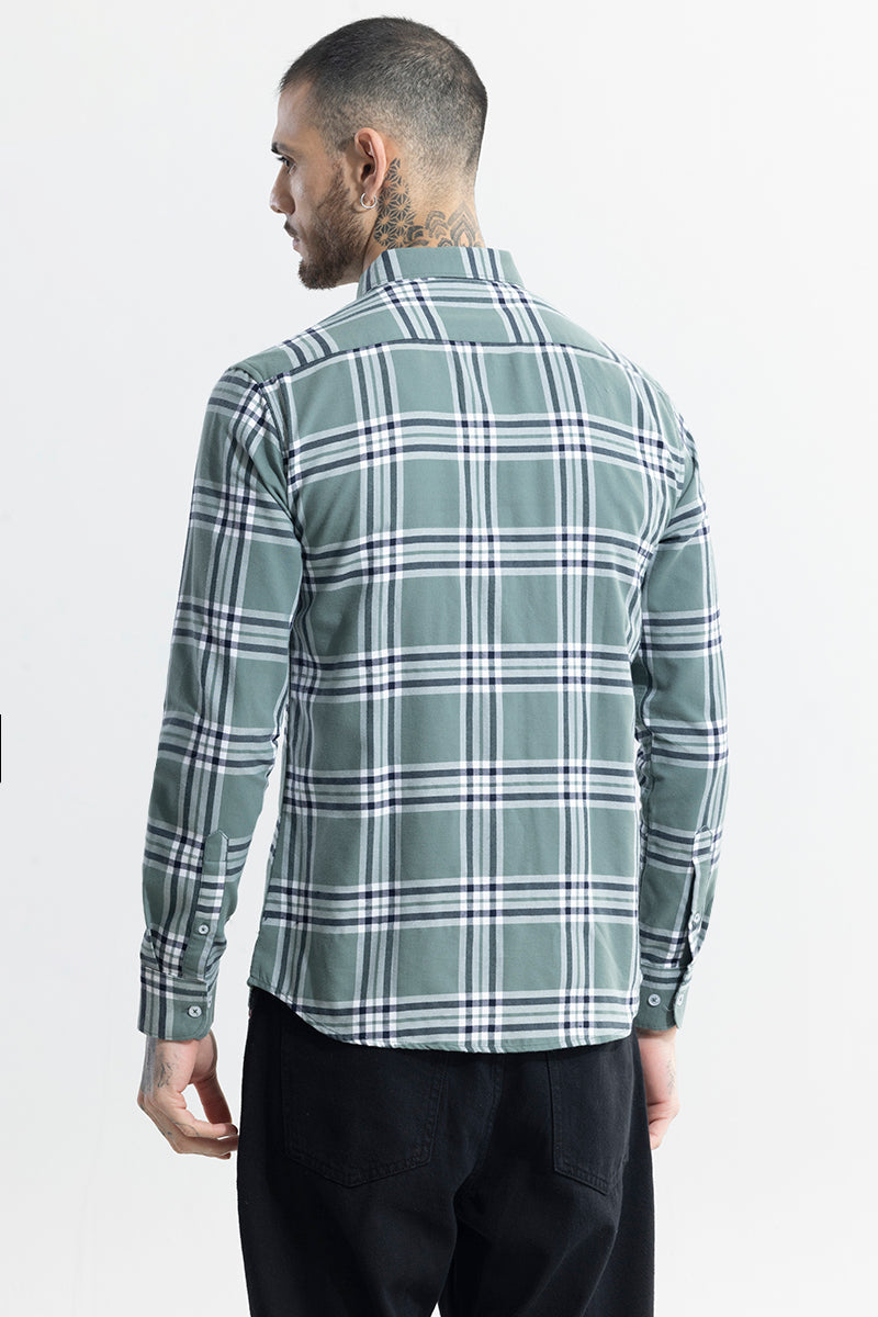 SNITCH Boldsquare Sage Green Checks Shirt - view 6