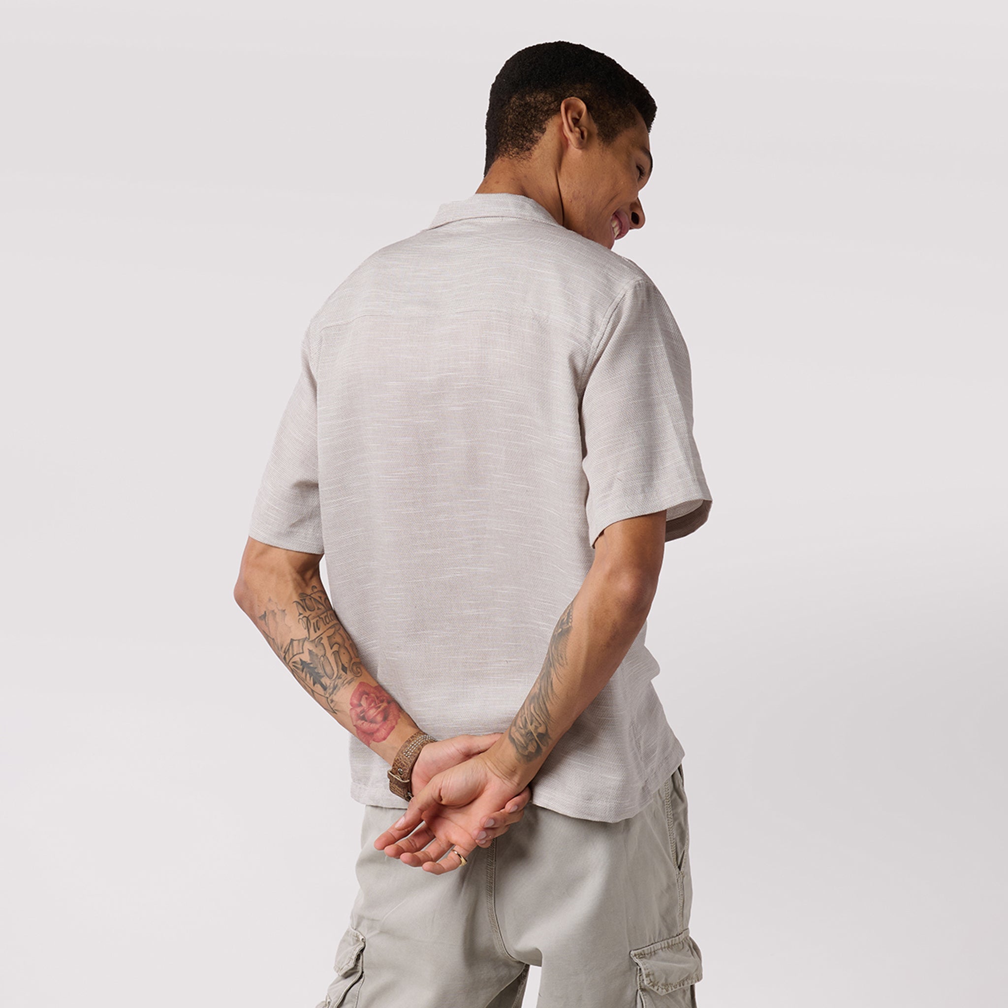 IZF Grey Textured Resort Shirt - view 3