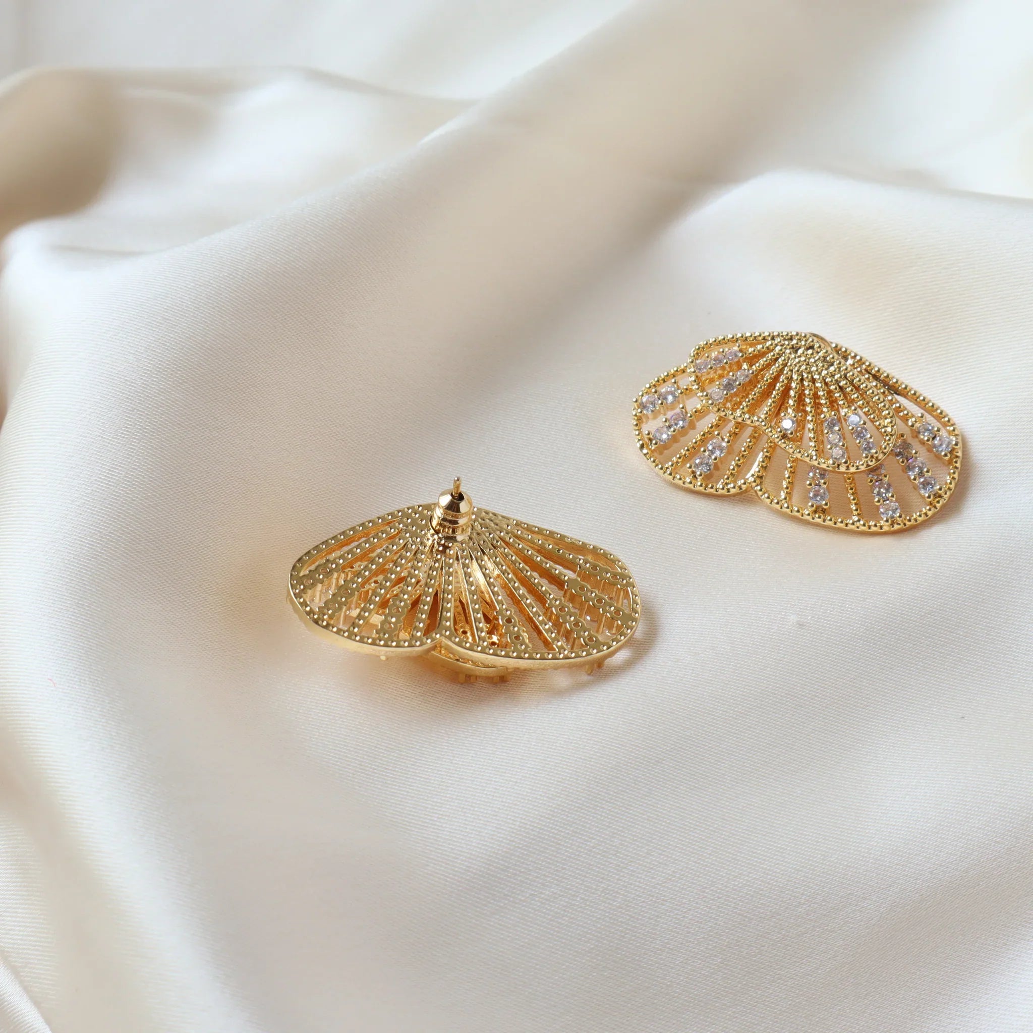 Ash Designs Butterfly Wings Studded 18K Gold Plated Earrings - view 3