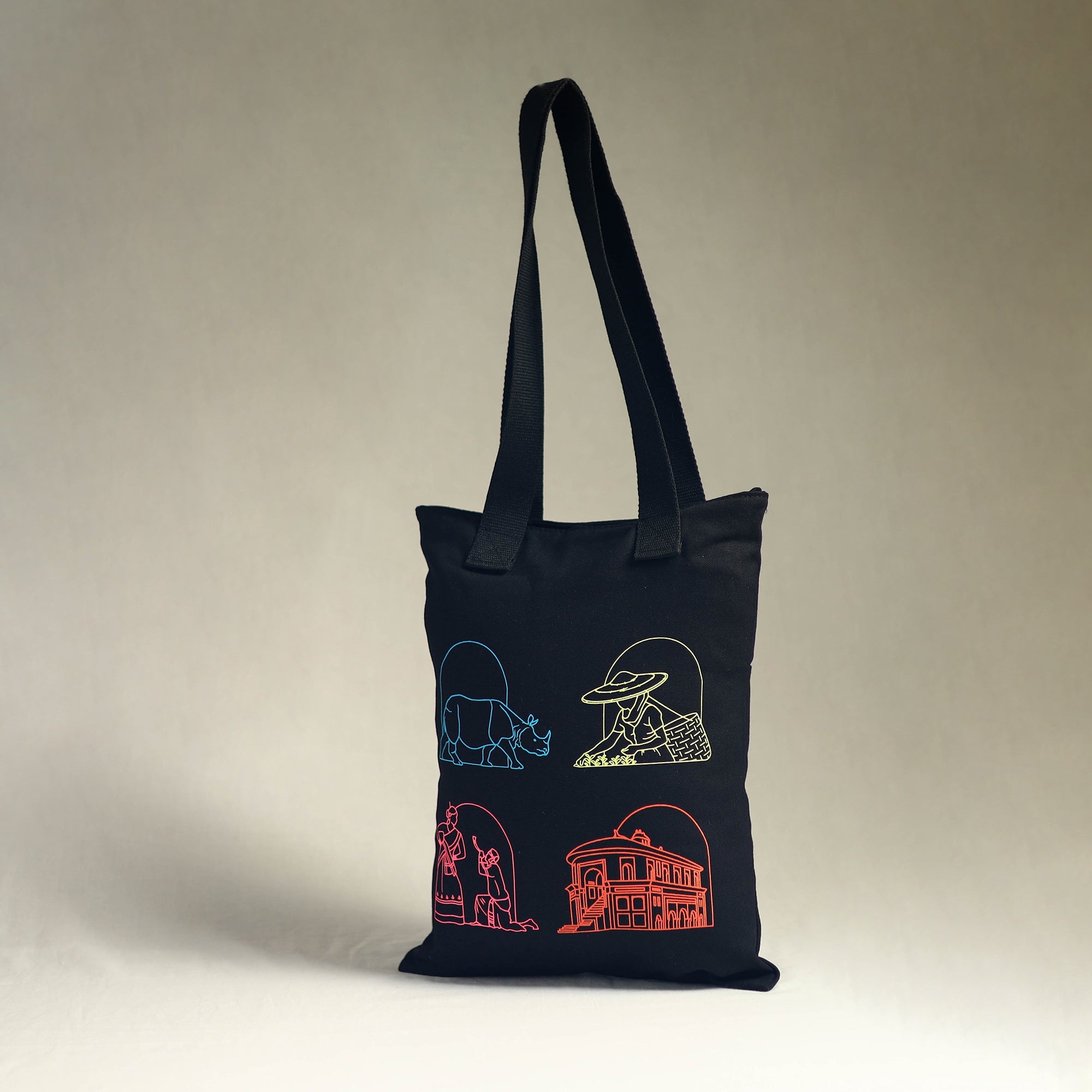 NEST BY ARPIT AGARWAL Black - Assam's Iconic Symbols Cotton Canvas Tote Bag - view 2