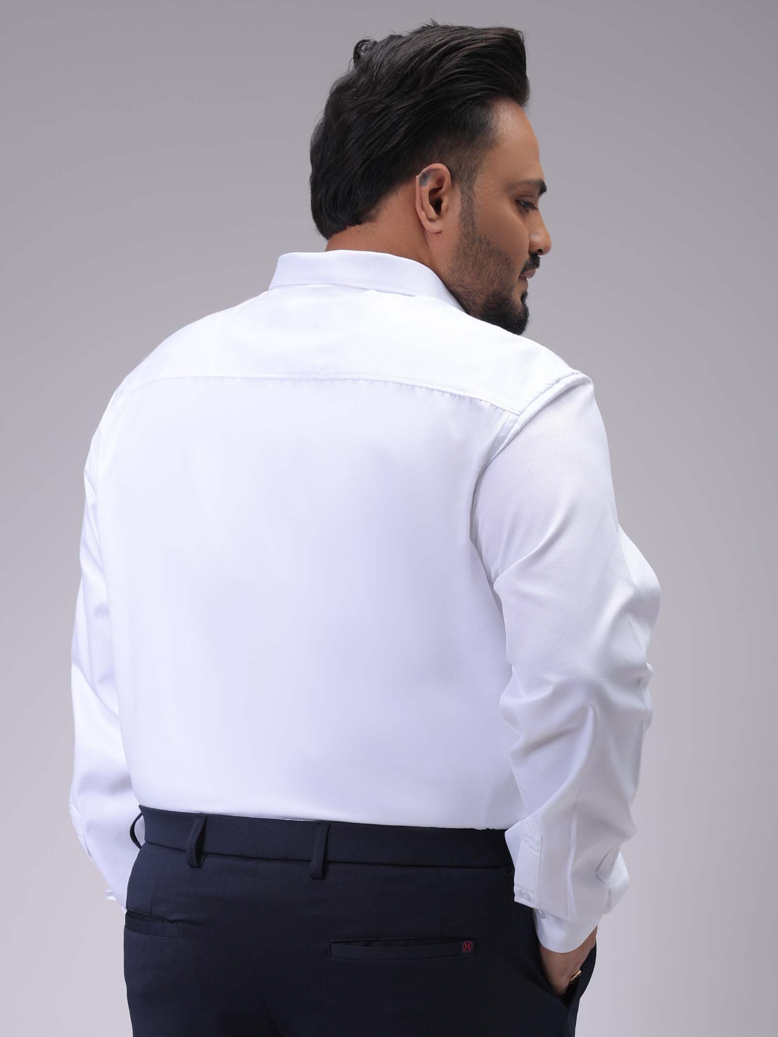 HARDSODA Men's Plus Size White Regular Fit Solid Formal Shirt - view 4