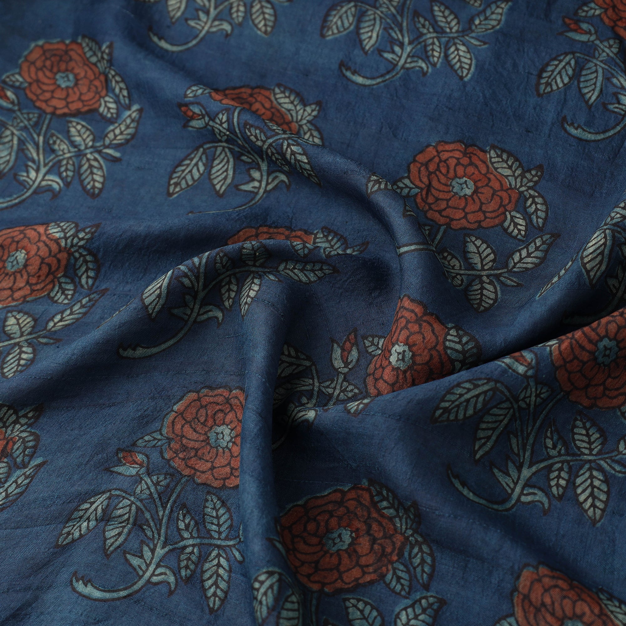 HAVELI CHRONICLES Blue - Akola Hand Block Printed Mulberry Silk Fabric 07 - view 3