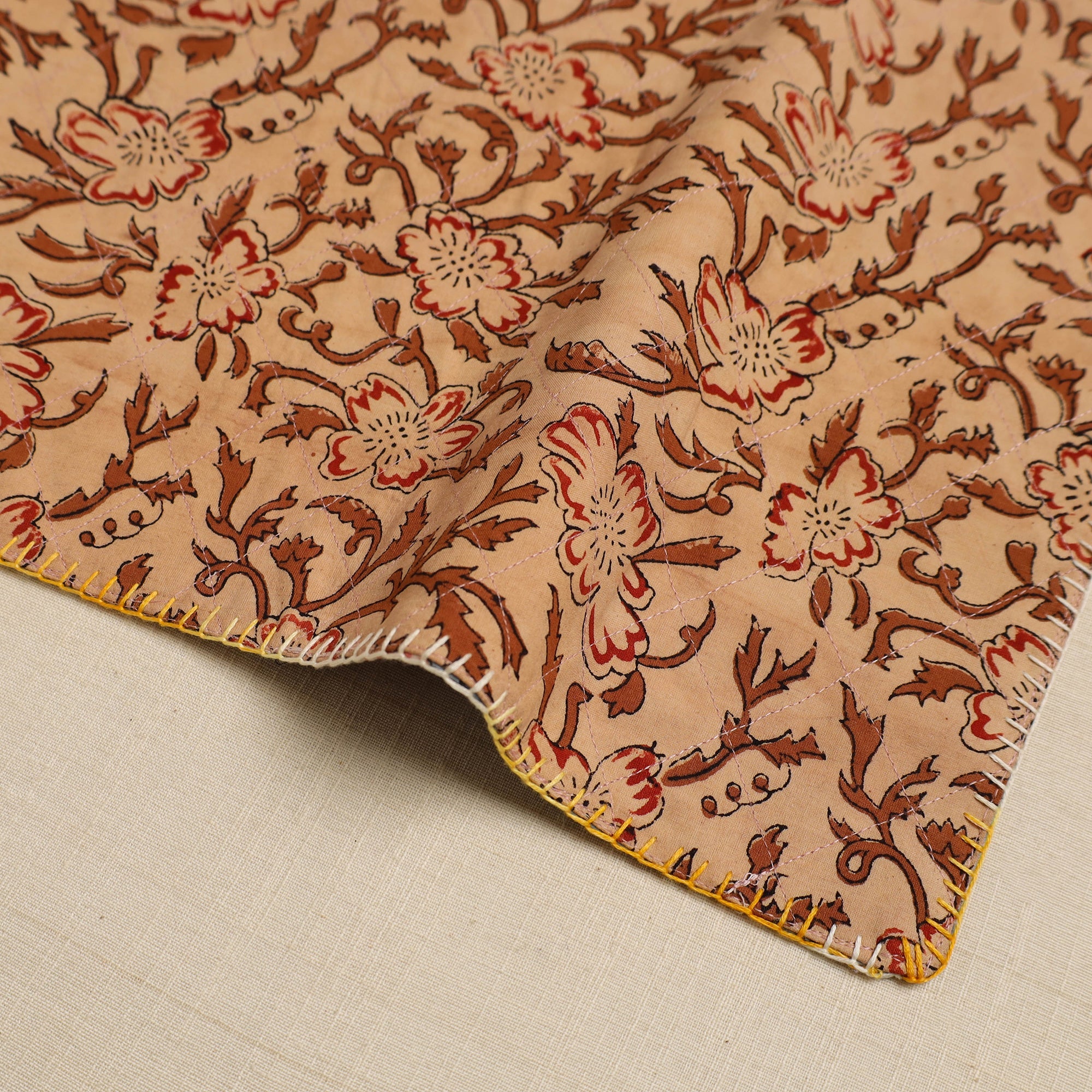 NOORI BAZAR Brown - Hand Embroidered Floral Cotton Reversible Table Mat 09 - view 3