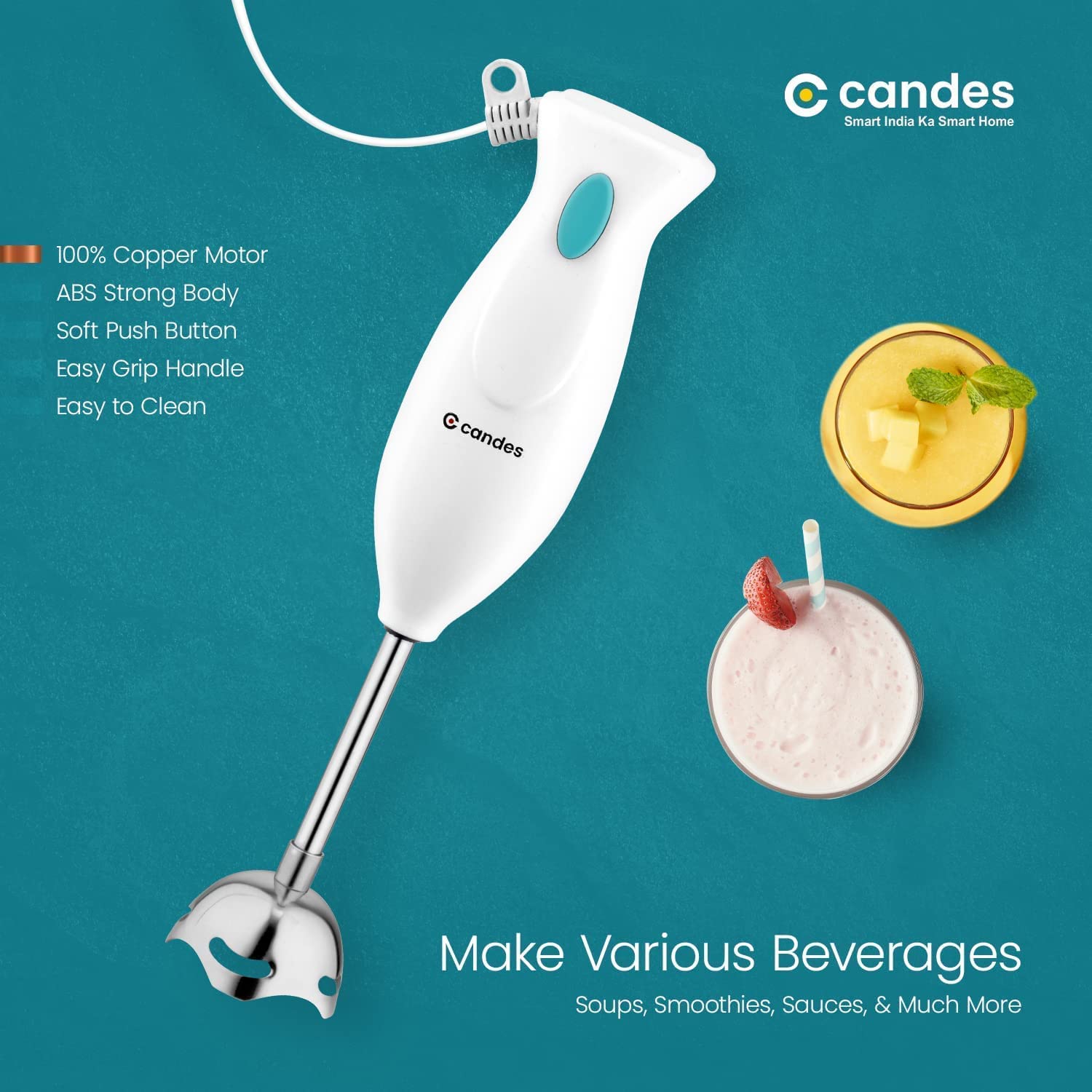 Candes Hand Blender 250 Watts, 1 Year Warranty, White - Green - view 2