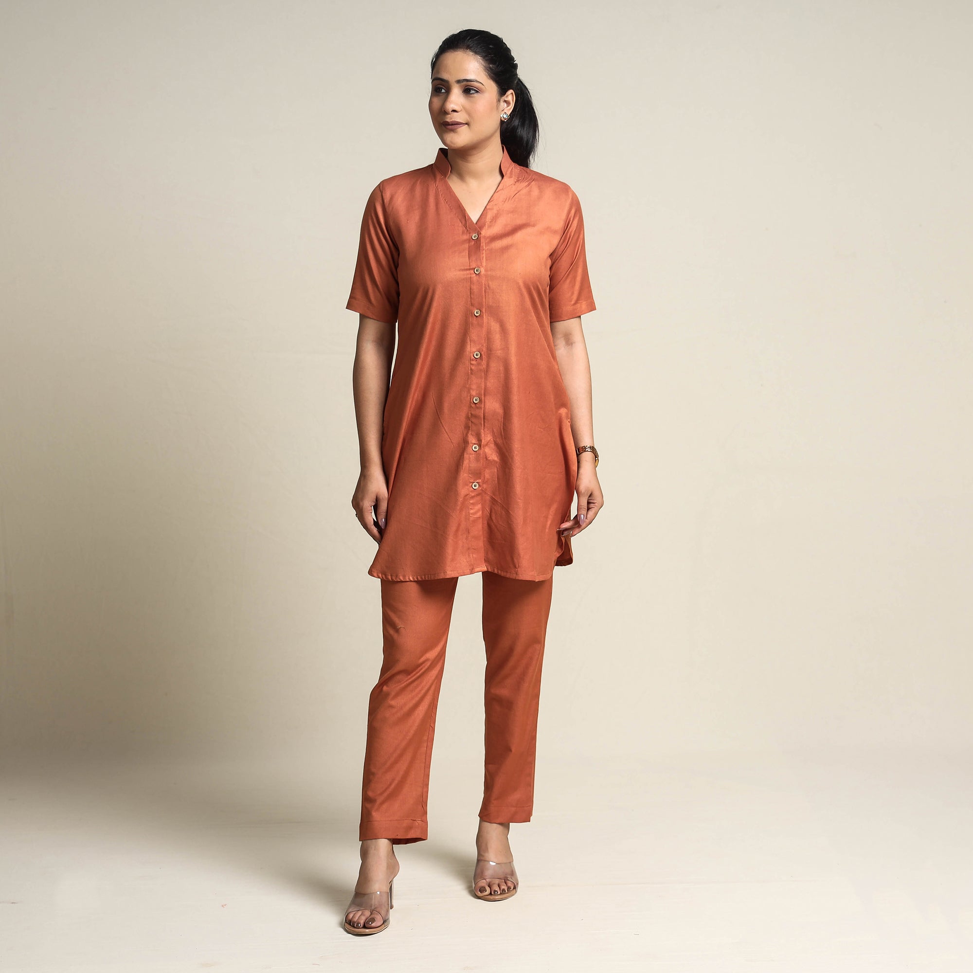 ITOKRI CASUALS Brown - Plain Linen Cotton Co-Ord Set