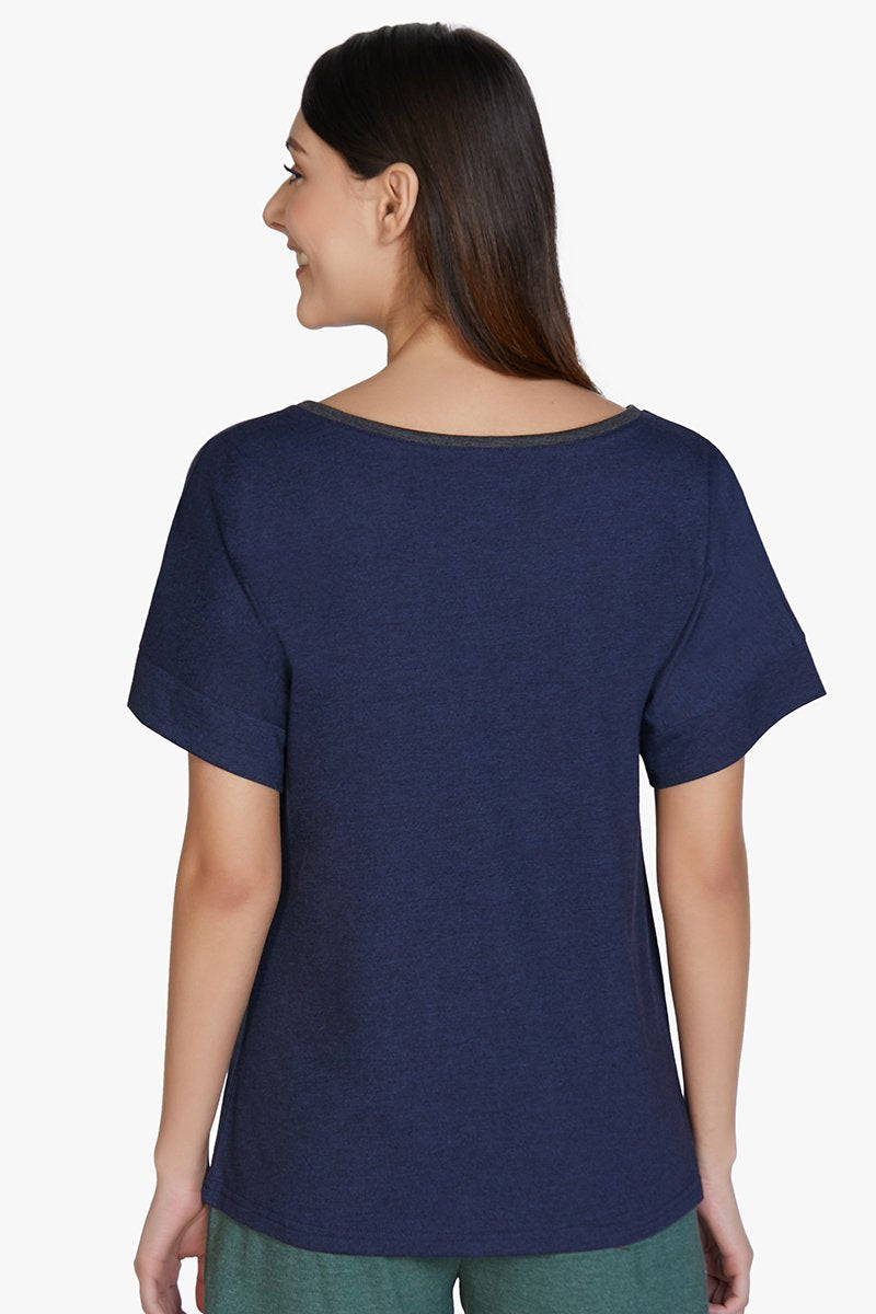 Amante Cotton Blend Sleep T-shirt - Navy - view 3