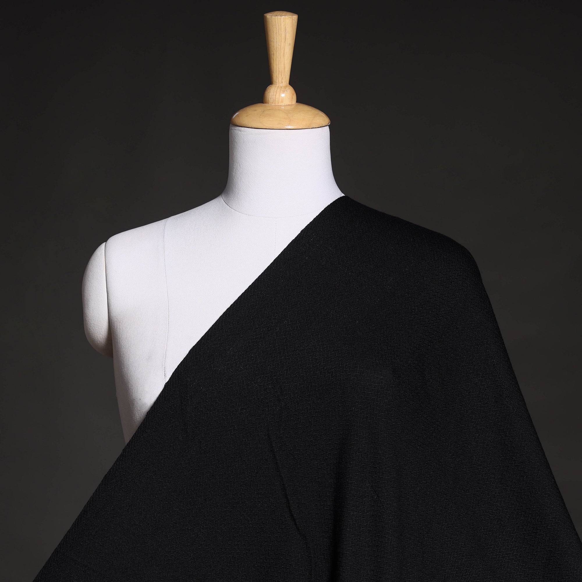 KILMORA Black - Kumaun Handwoven Merino Woollen Fabric 07 - view 2