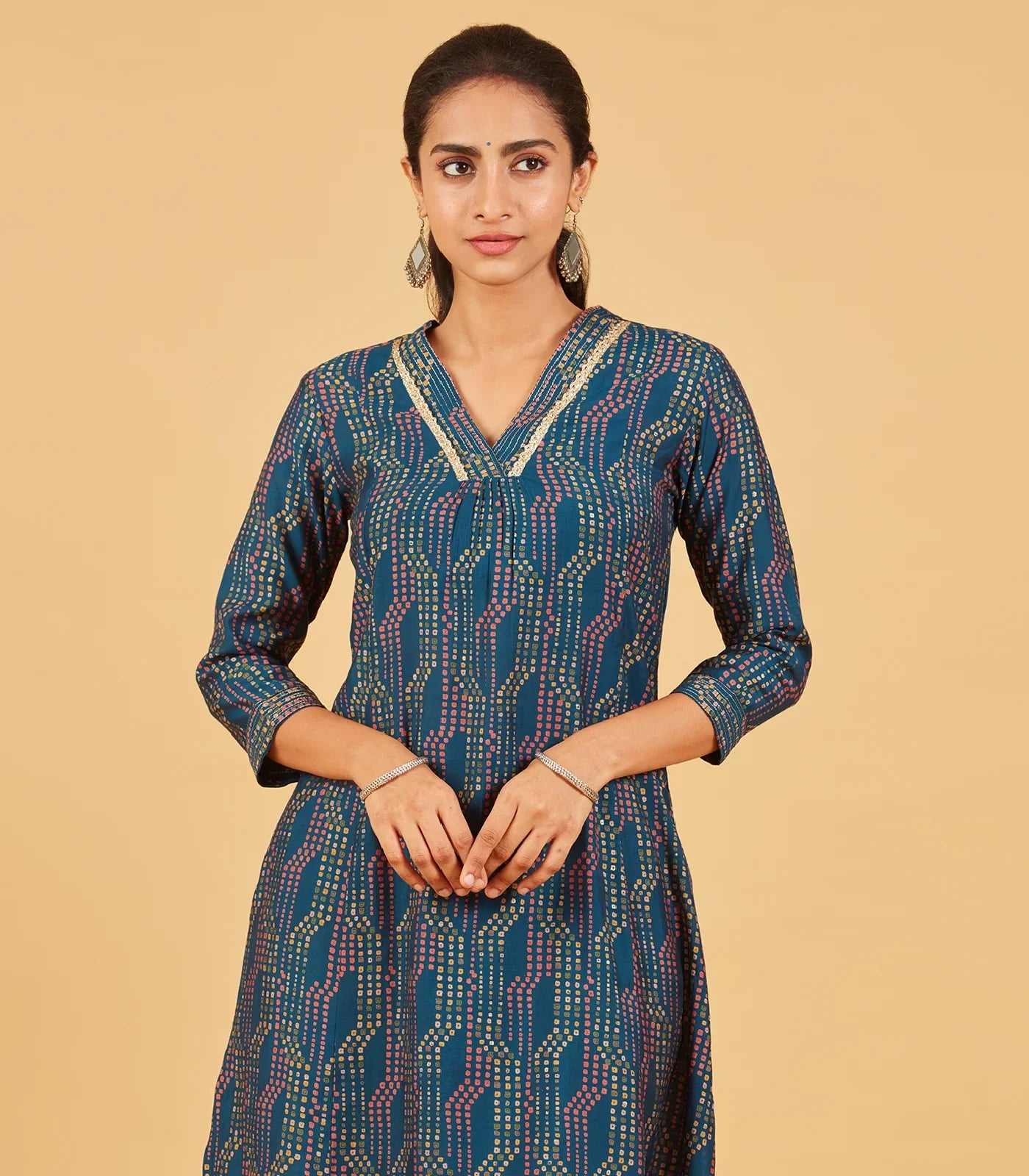RmKV Navy Blue Abstract Printed Kurta