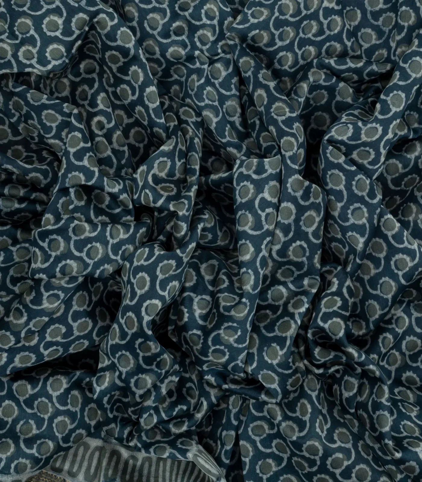 RmKV Navy Blue Woven Jaipur Cotton Saree With Printed Floral Motifs - view 3