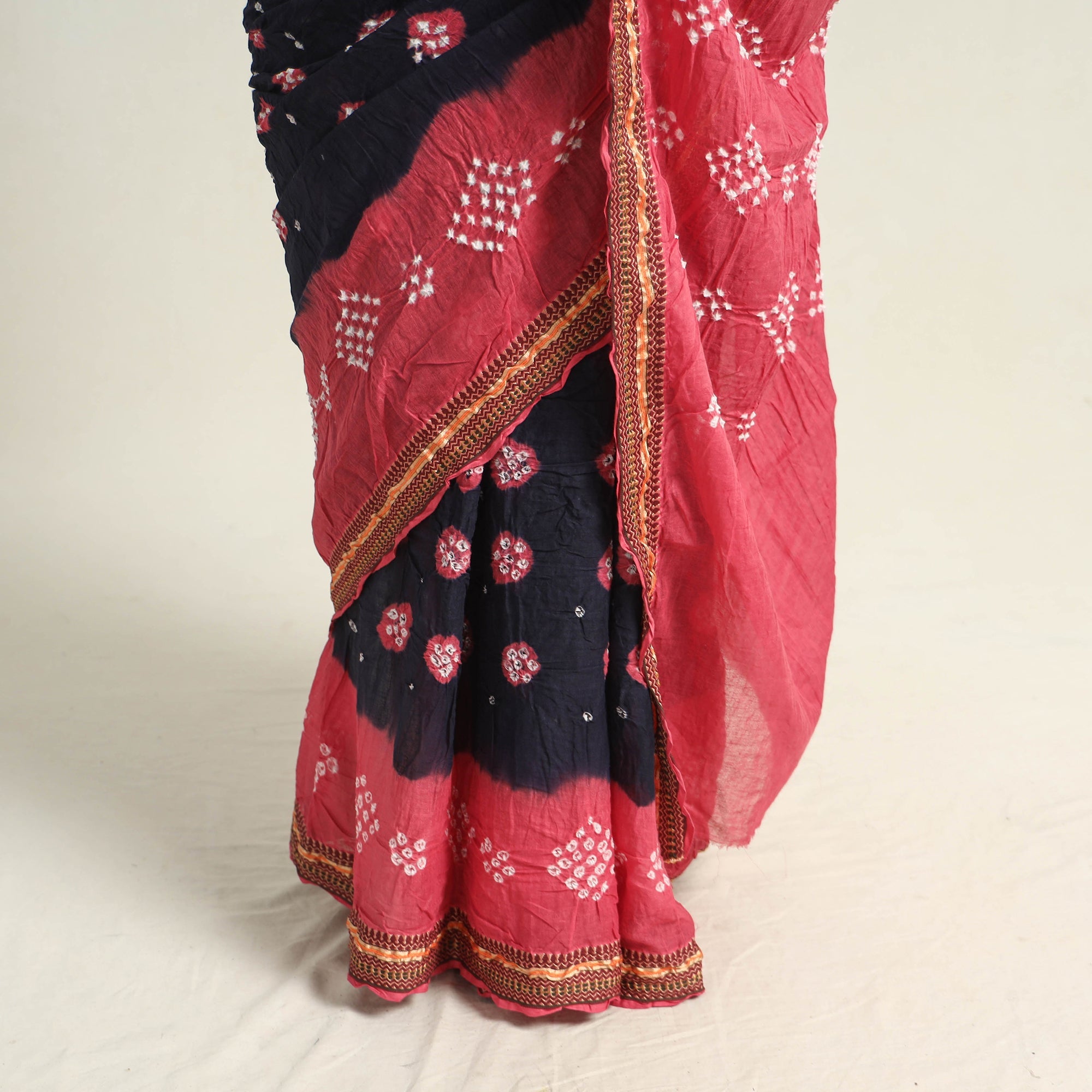 KACHCHH JI CHHAAP Black - Kutch Tie-Dye Cotton Bandhani Saree with Blouse Piece 57 - view 5