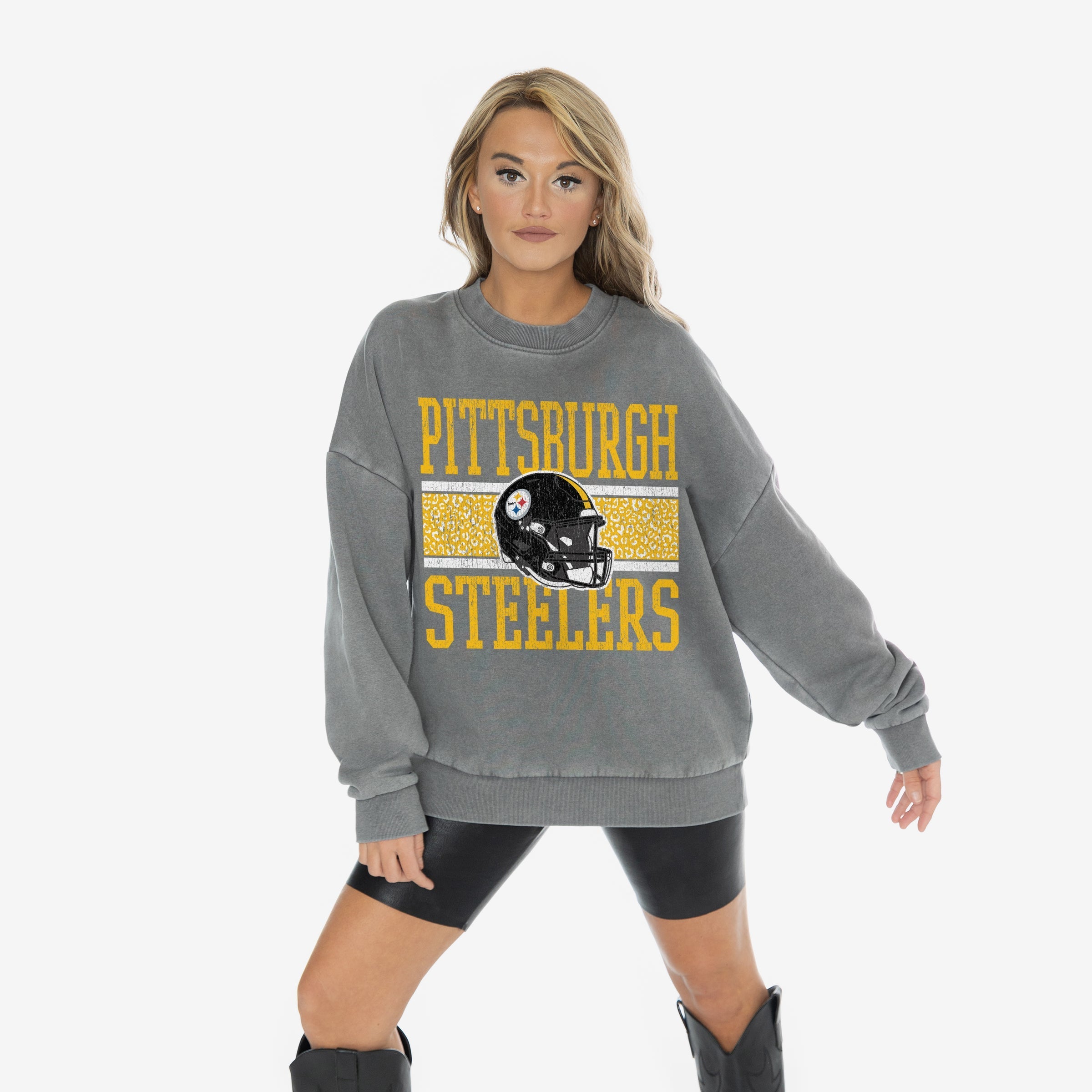 GC X NFL Pittsburgh Steelers In The Wild Vintage Wash Oversized Crewneck Fleece
