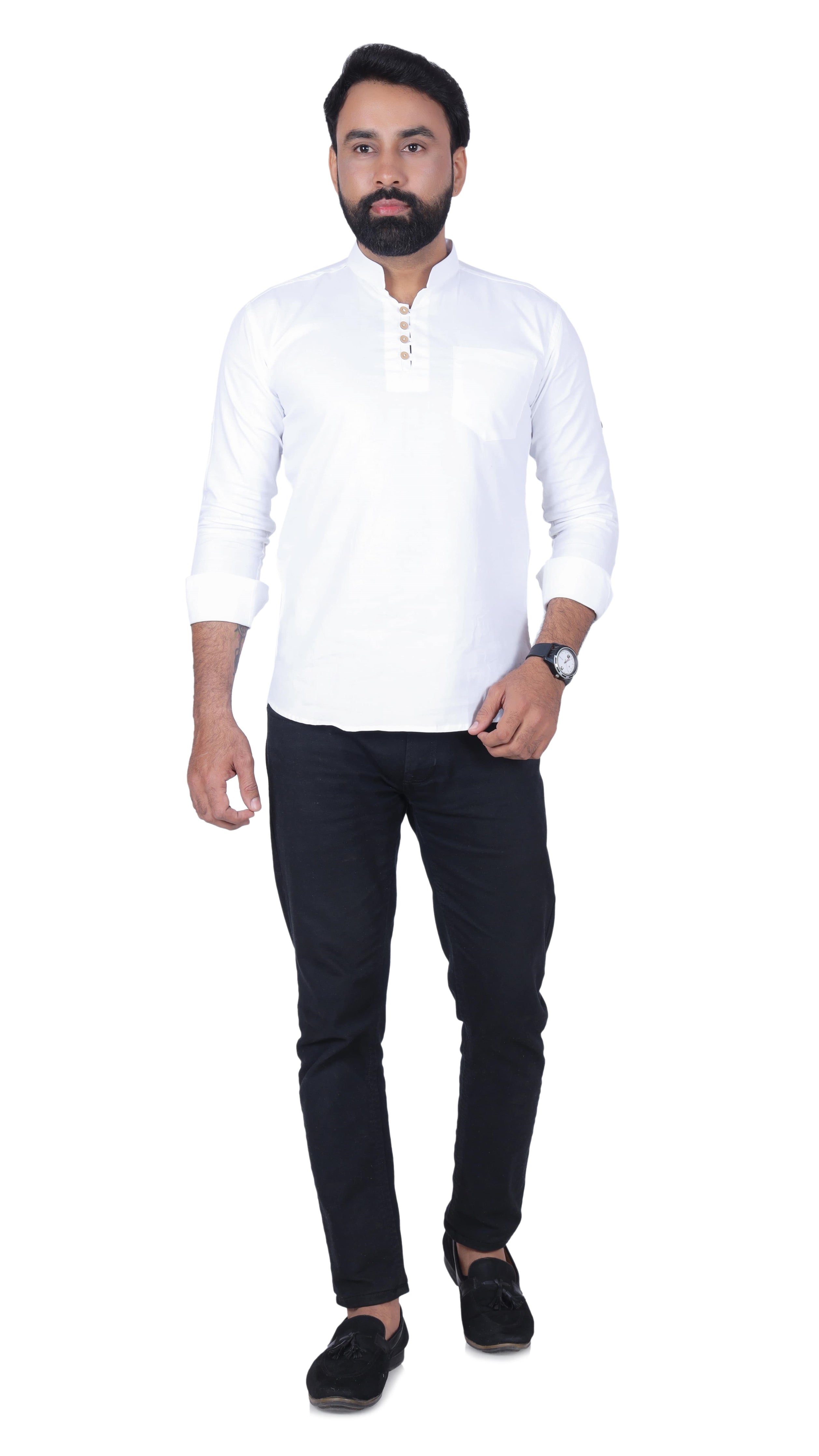 Fab Alchemy White Solid Pure Cotton Straight Kurta