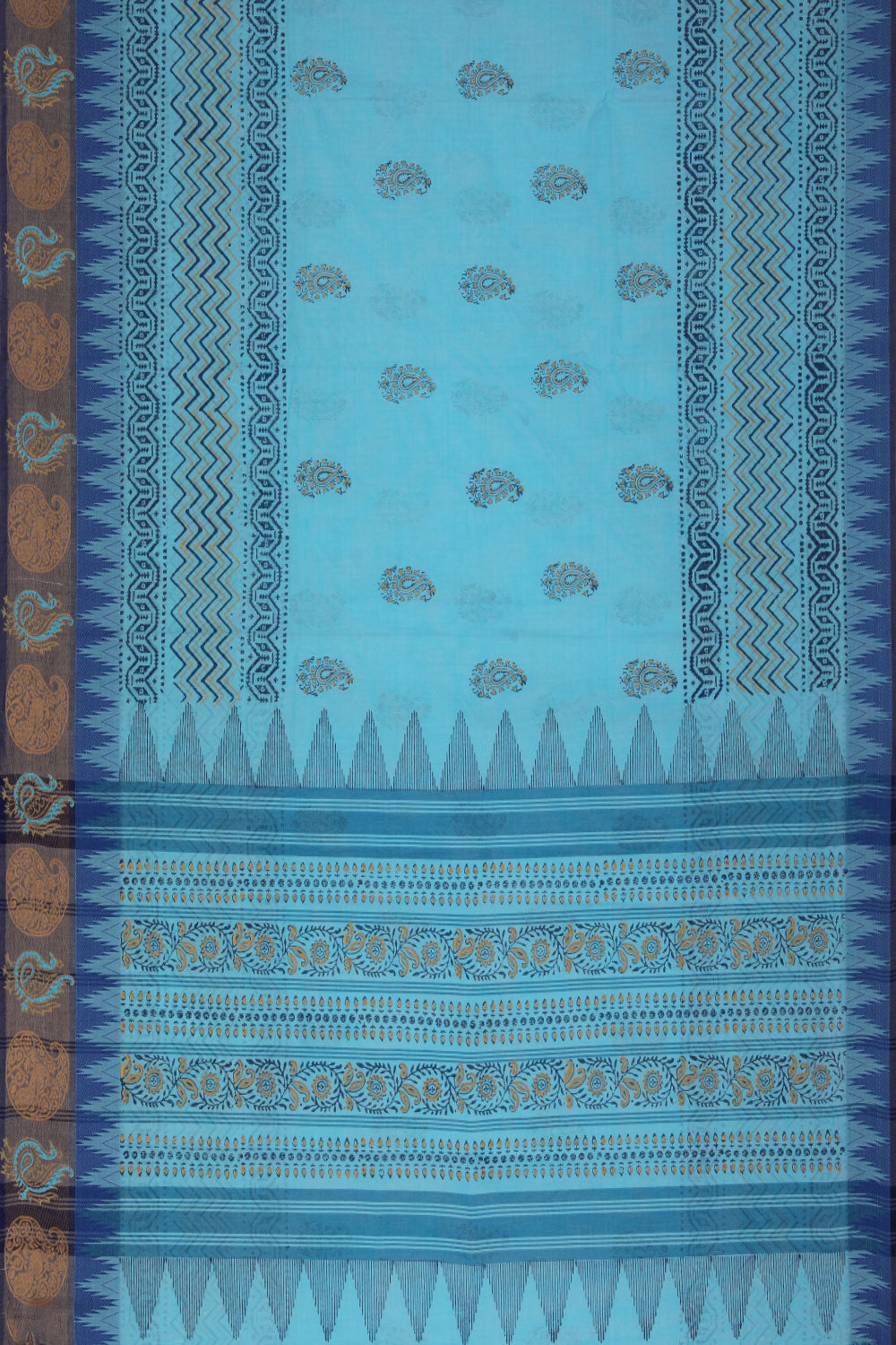 Kalanjali Ethnics Hand block printed cotton saree - view 4