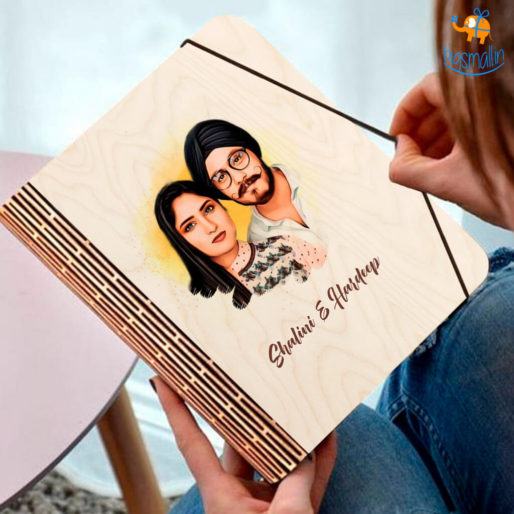 Chitra Chaya Personalized Photo Art Wooden Binder With Elastic Strap | COD Not Available - view 2