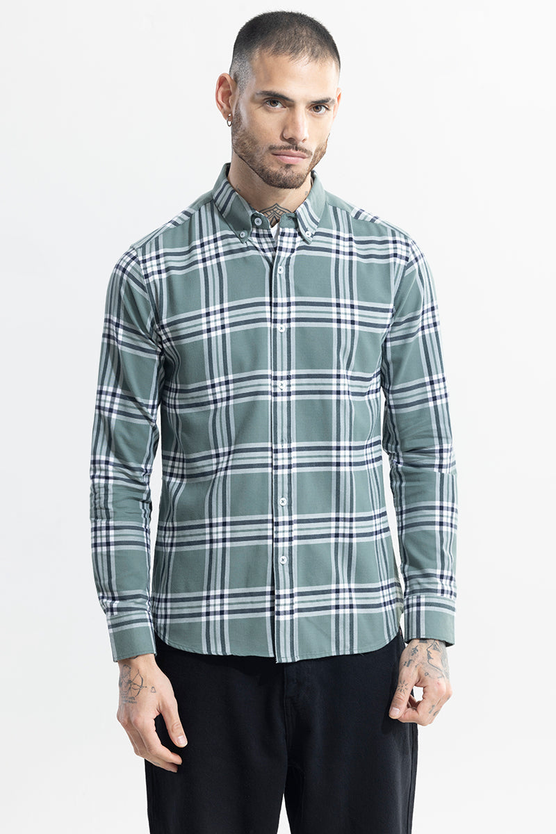 SNITCH Boldsquare Sage Green Checks Shirt - view 5