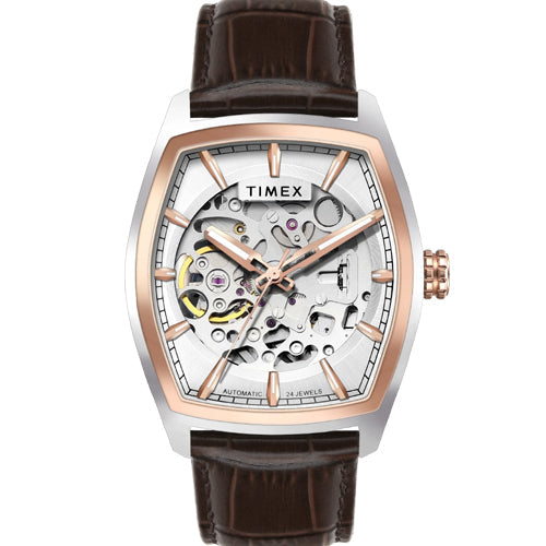 Timex Men Silver Rectangle Dial Analog Automatic Watch 38.4mm TWEG25901